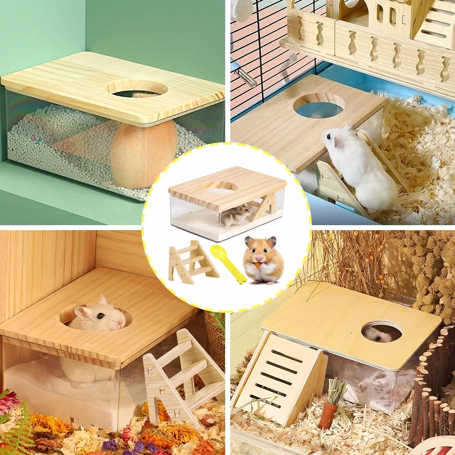 Maison De Toilette Hamster Transparente, Conteneur Bain Sable pour Hamster Chinchilla Gerbille