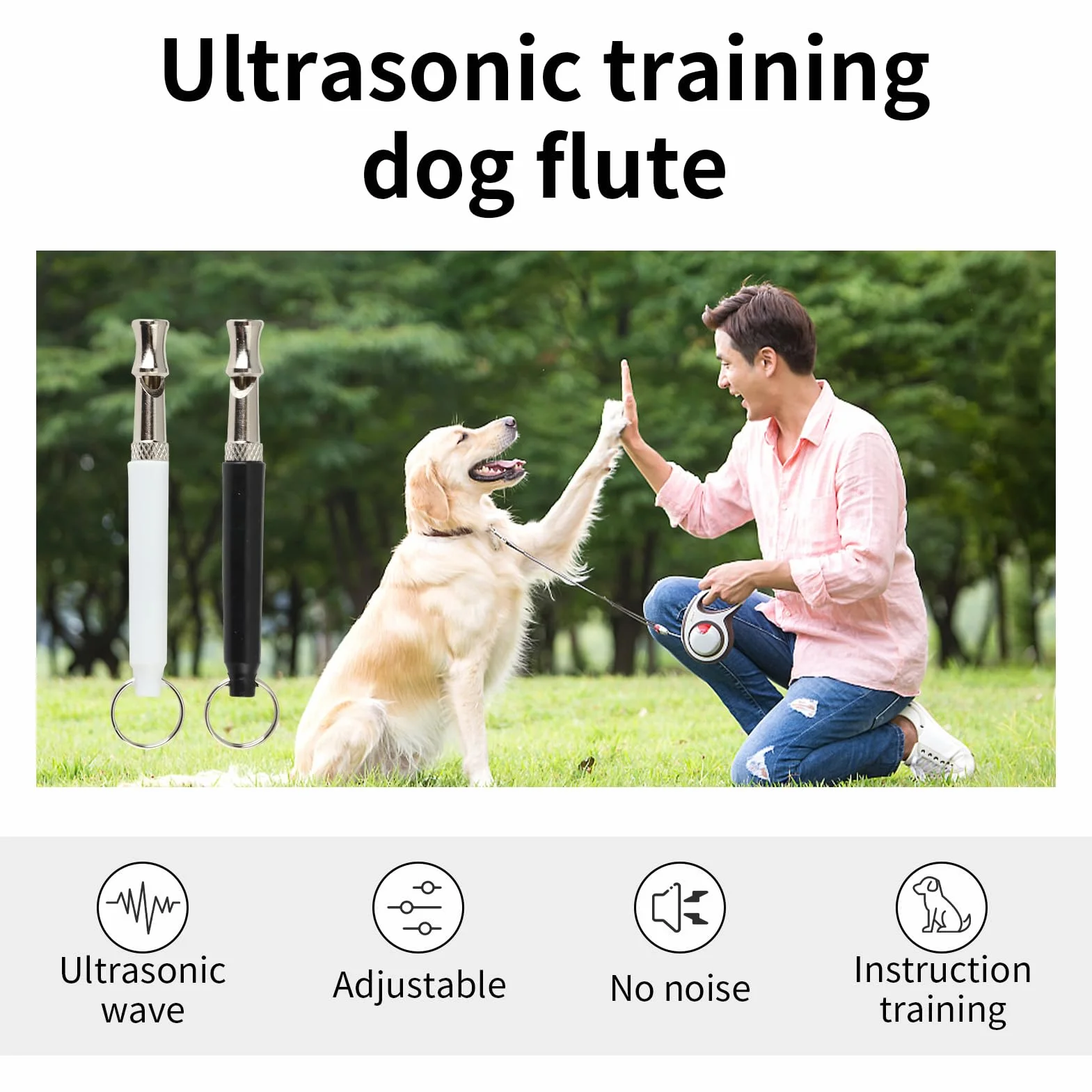 Sifflet de Rappel pour Chien Ultrason Silencieux Réglable 2 Pièces