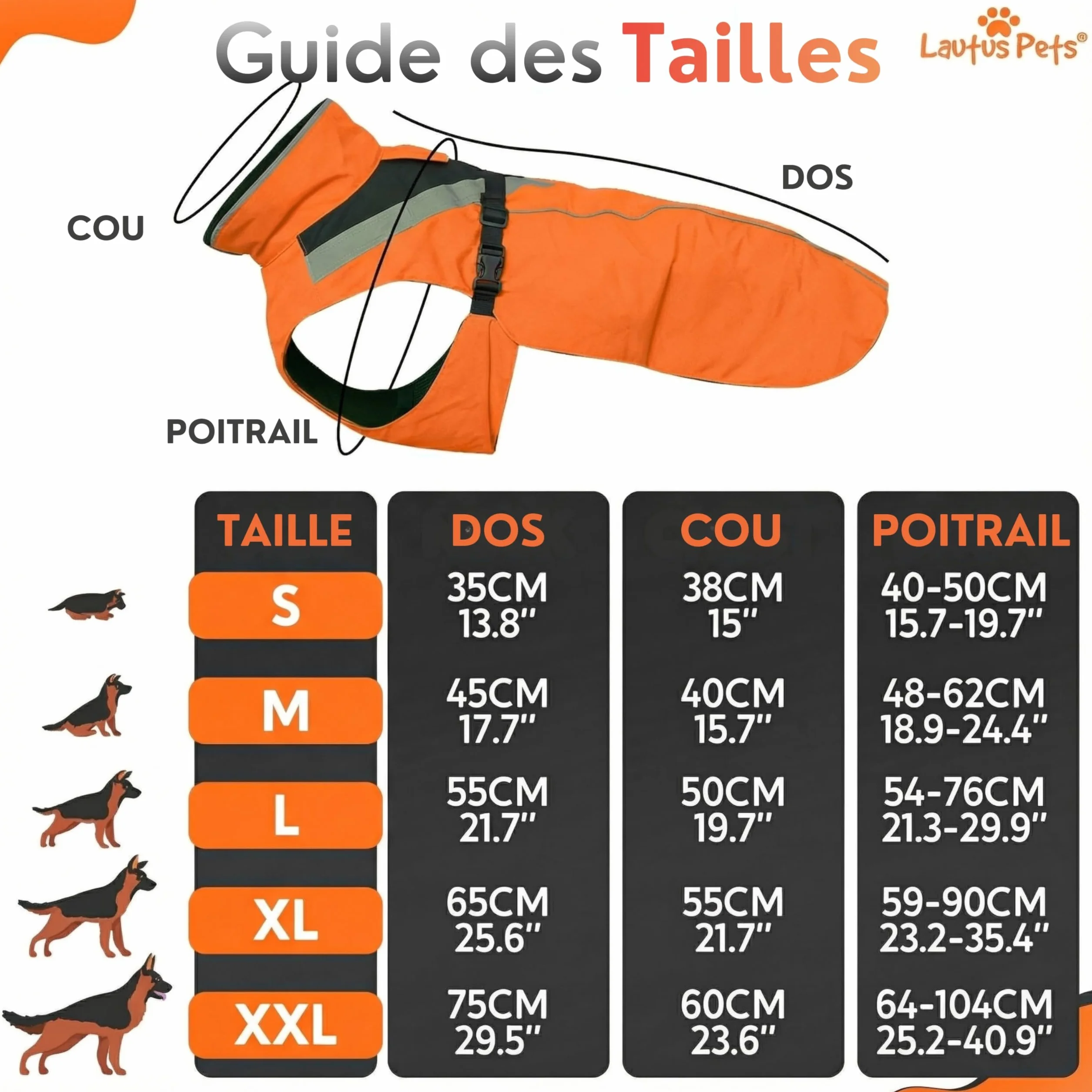 Manteau de Pluie imperméable Chien Bandes réfléchissantes Ouverture Laisse Taille XL Orange