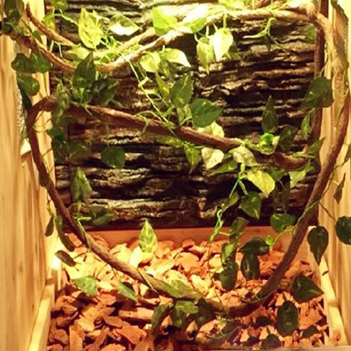 PINVNBY Hamac à motif de dragon barbu pour reptile, feuilles de lézard, décoration d'habitat, accessoire de décoration pour plantes grimpantes artificielles avec ventouses pour gecko caméléon