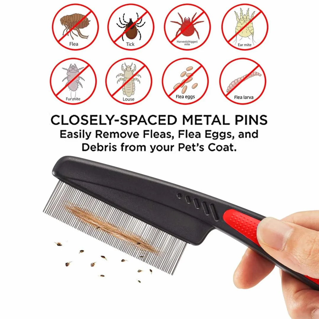 PetPäl Peigne antiparasitaire pour chien & chat - efficace puces poux poussière professionnel durable