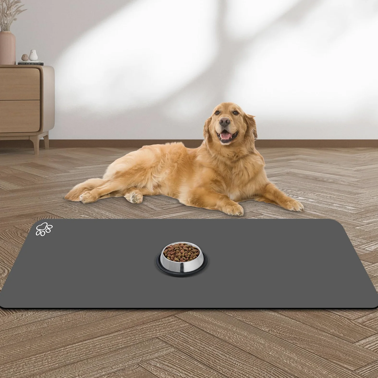 Grand tapis d'alimentation pour animal de compagnie, tapis absorbant à séchage rapide pour gamelle de nourriture et d'eau, pas de taches, facile à nettoyer, accessoires pour chiens, tapis de