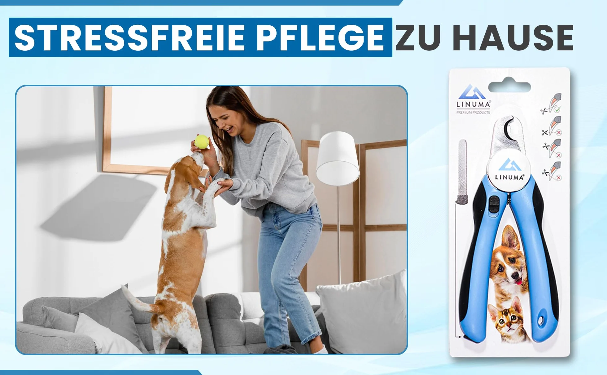 Coupe-Griffes Professionnel Acier Inoxydable pour Chiens Chats avec Butée de Sécurité et Lime Intégrée