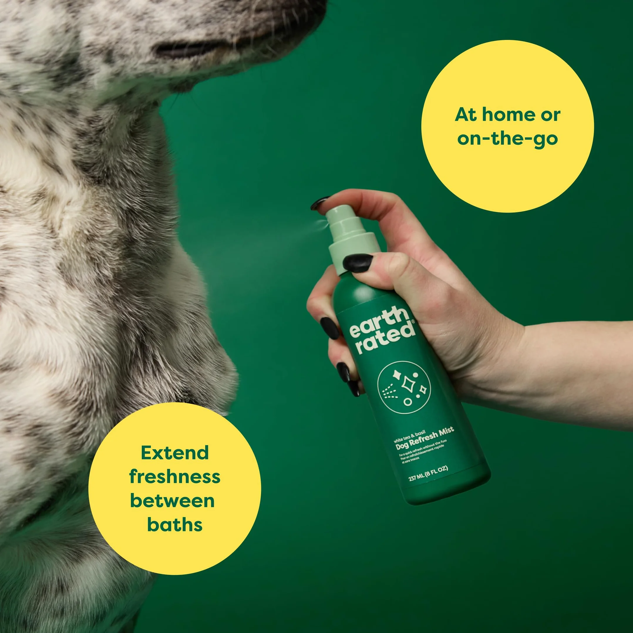 Earth Rated Spray désodorisant pour chien 236,8 g éliminant les odeurs tous types de pelage parfum thé blanc basilic