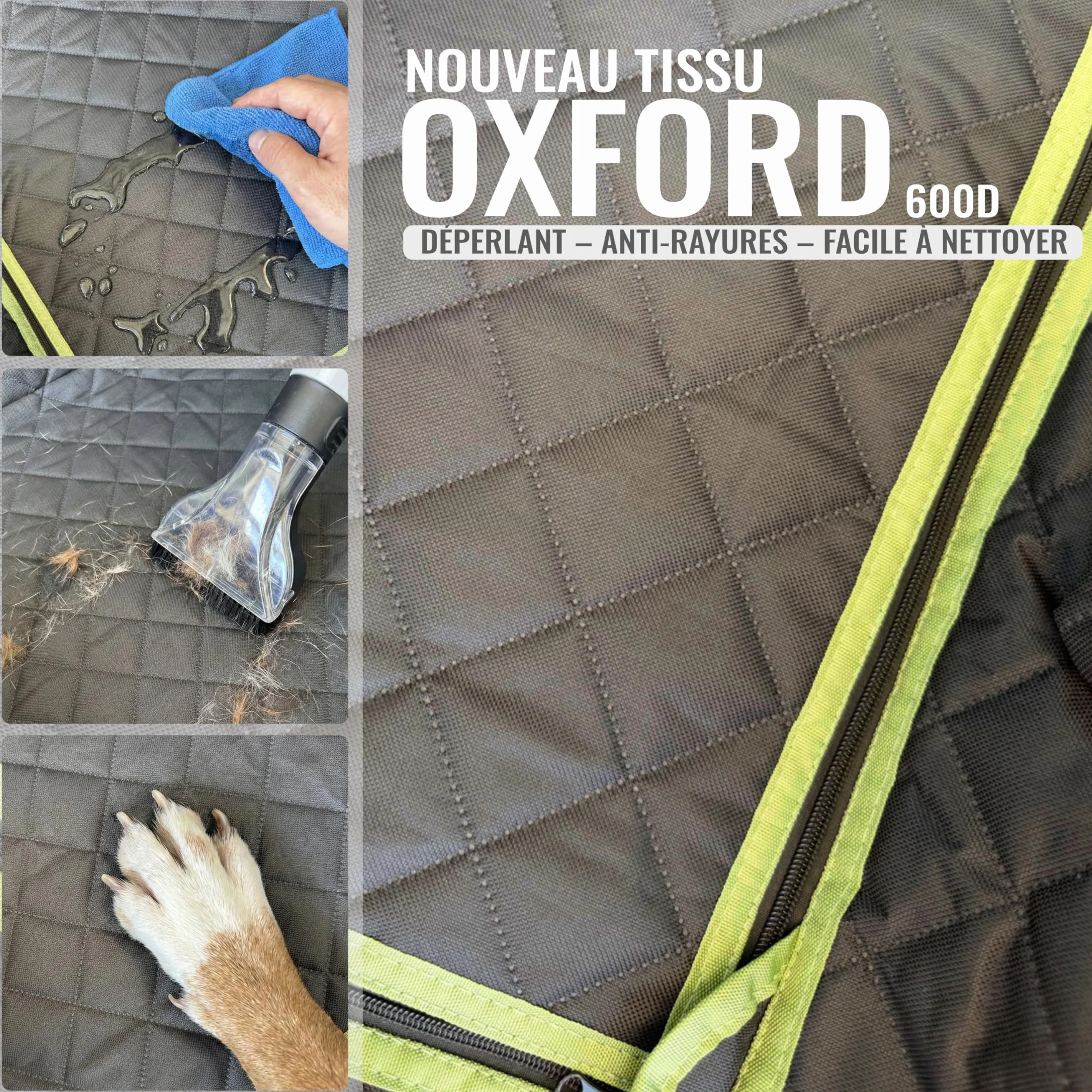 Housse Chien Voiture 6-en-1 600D Imperméable avec Fenêtre Maille Protection Portes
