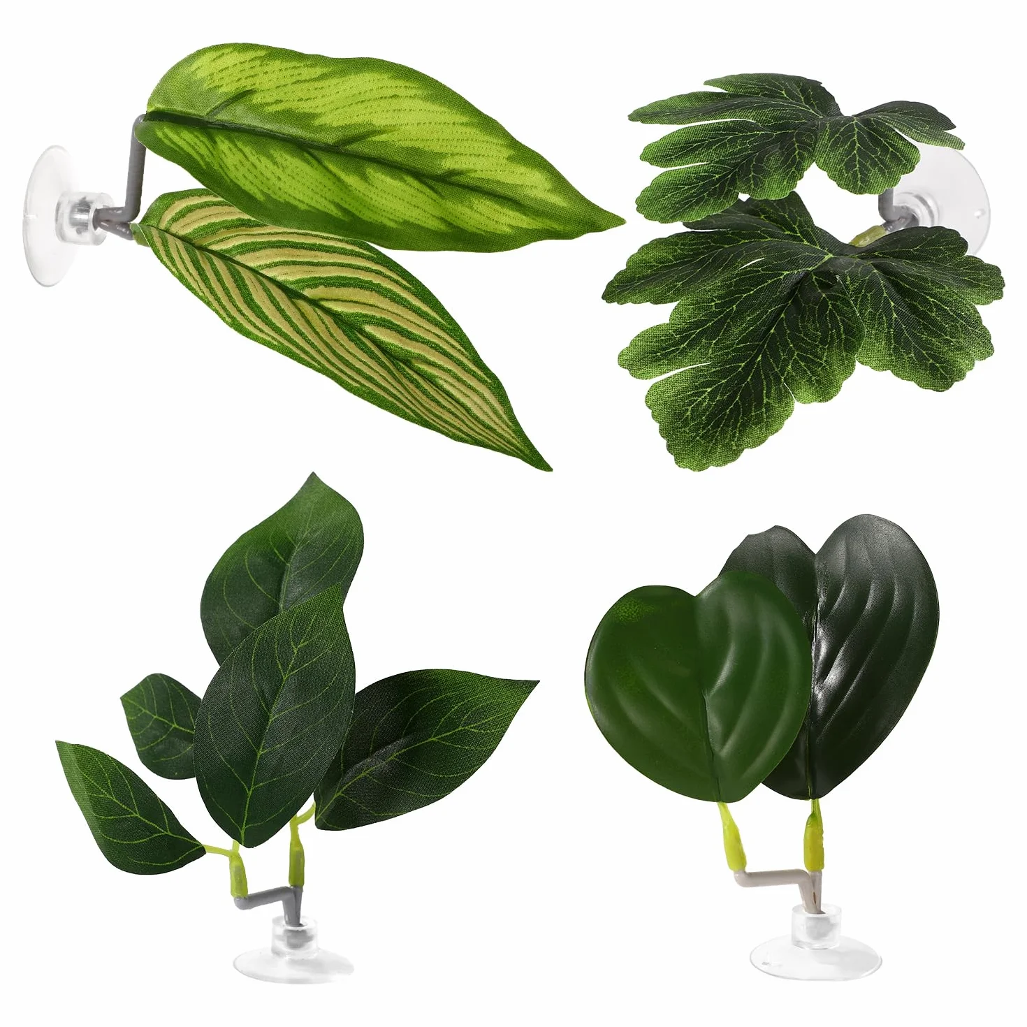 Feuilles Betta, 4 Styles Feuille Repos Betta avec Ventouse Décoration Aquarium