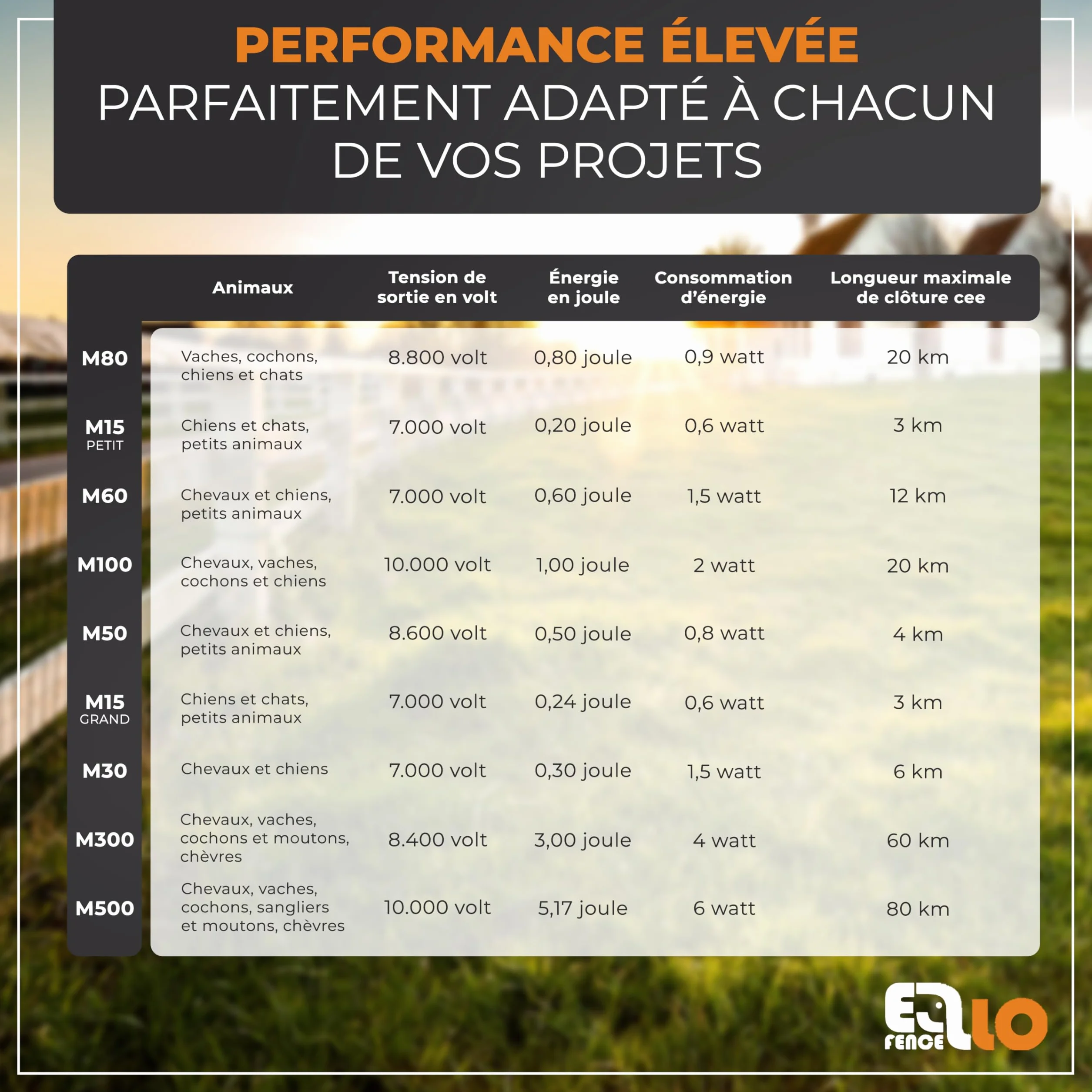 Électrificateur clôture électrique 230 V secteur M60 - Appareil premium pour animaux domestiques et d'élevage