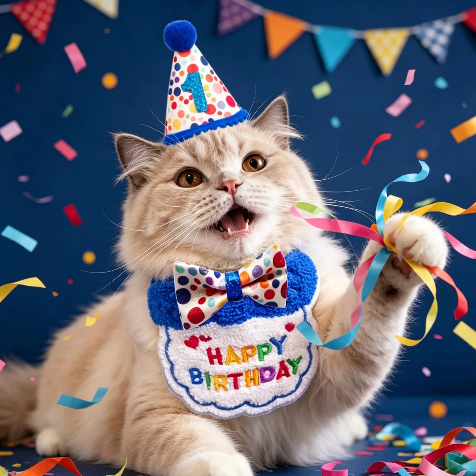 Lot de 4 chapeaux et bandanas pour chat avec nœud papillon réglable - Décorations de fête d'anniversaire pour animaux