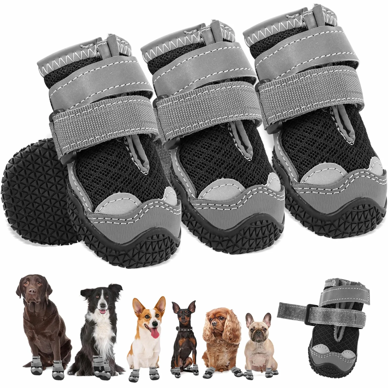 Bottes pour Chien Bottes Pours Chien Respirantes avec Griffes antidérapantes Botte pour Chiens réfléchissantes pour la Neige et la randonnée (8)