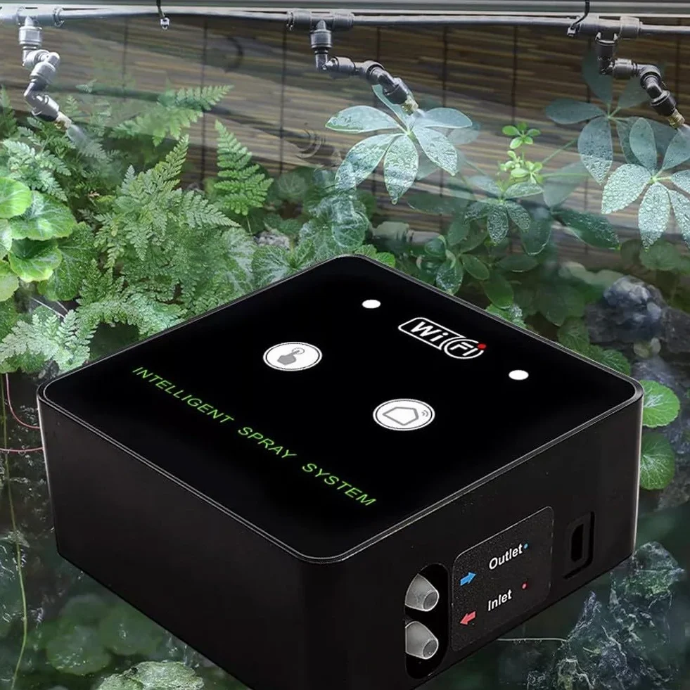 Système de brumisation WiFi pour terrarium avec buses rotatives à 360°, minuterie programmable et télécommande – Brumisateur automatique pour reptile pour contrôle de l'humidité (4 buses)