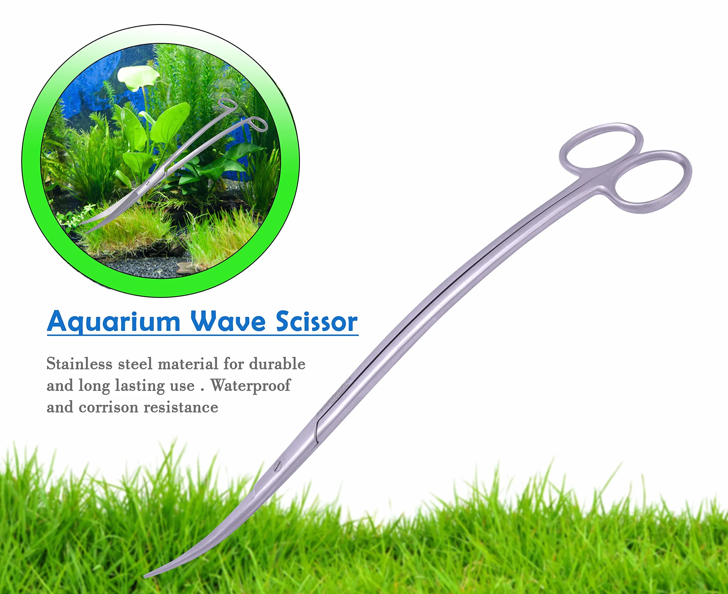 Innotech Ciseaux d'aquarium ondulés noirs 30 cm argent pour plantes aquatiques