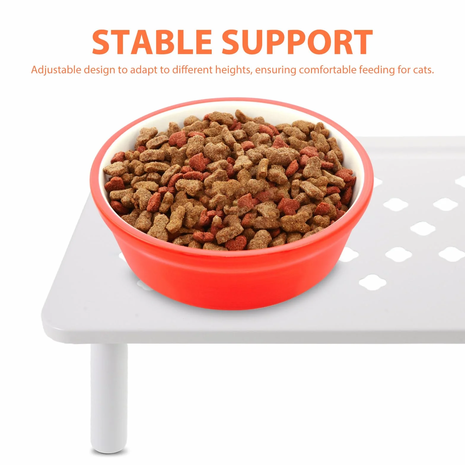 Support Réglable pour Gamelle Automatique Blanc, Antidérapant 3 Hauteurs pour Chats et Petits Chiens
