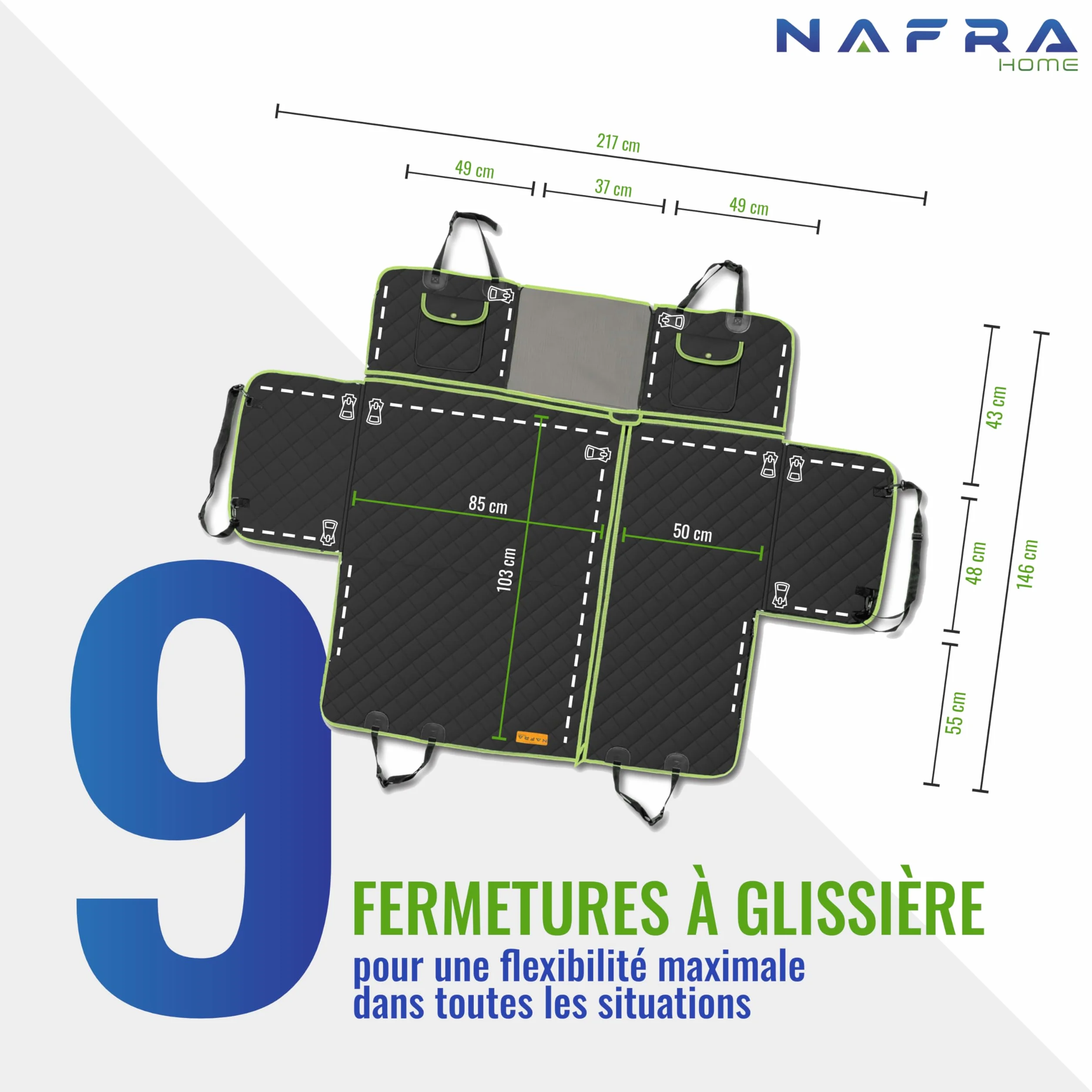 Housse Chien Voiture 6-en-1 600D Imperméable avec Fenêtre Maille Protection Portes