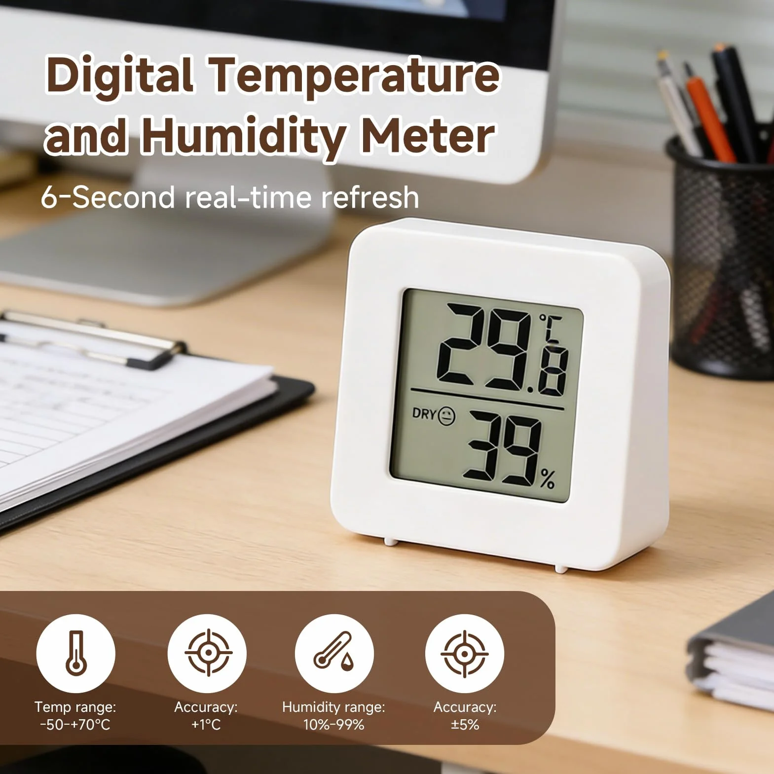 Lot de 4 petits thermomètres et hygromètres numériques d'intérieur - Moniteur de température/thermomètre d'intérieur
