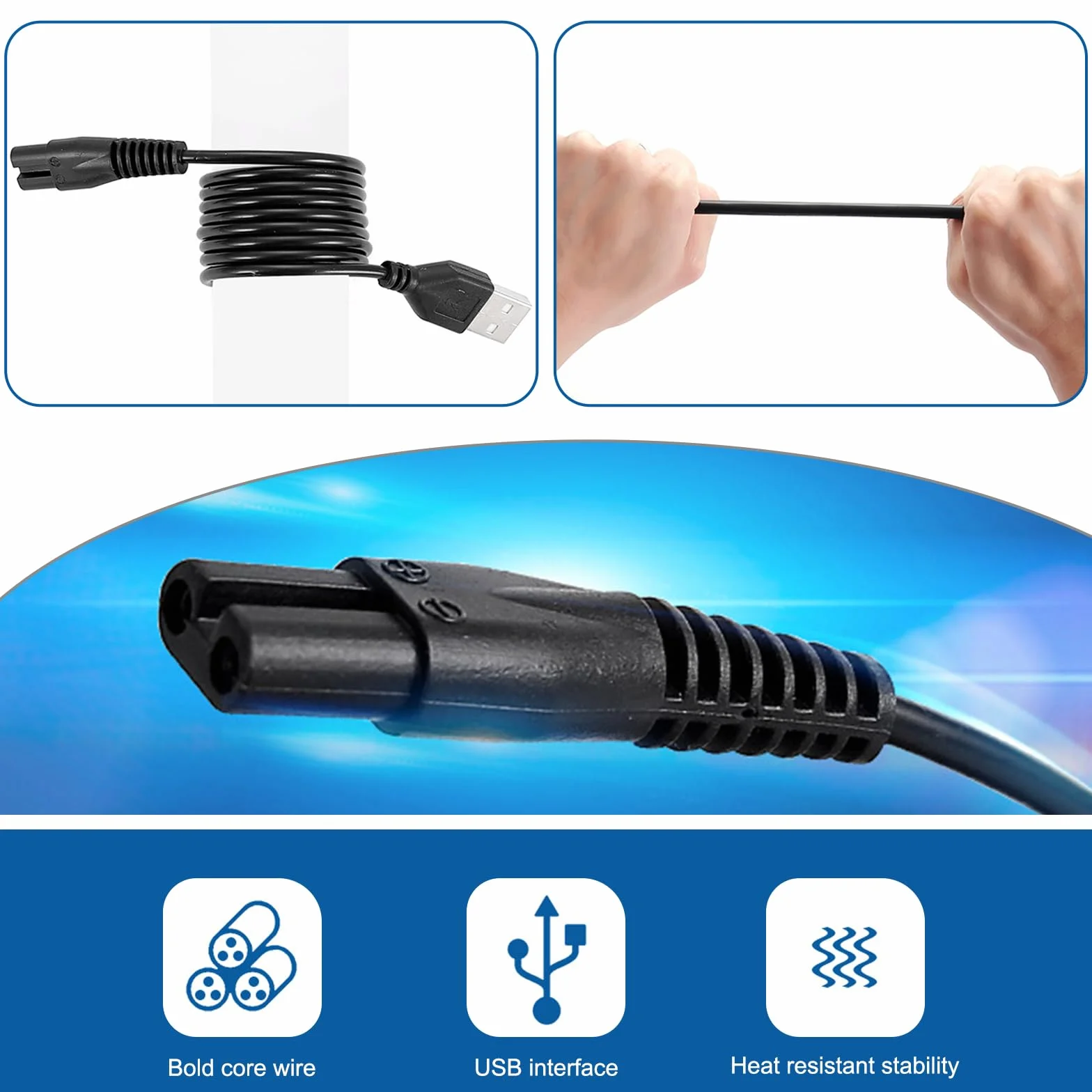 Câble de charge oneisall pour tondeuse à chien compatible modèles 26225202-003DE, P20, X3, X2, C61, N6, A11, K52NTS, X2N5