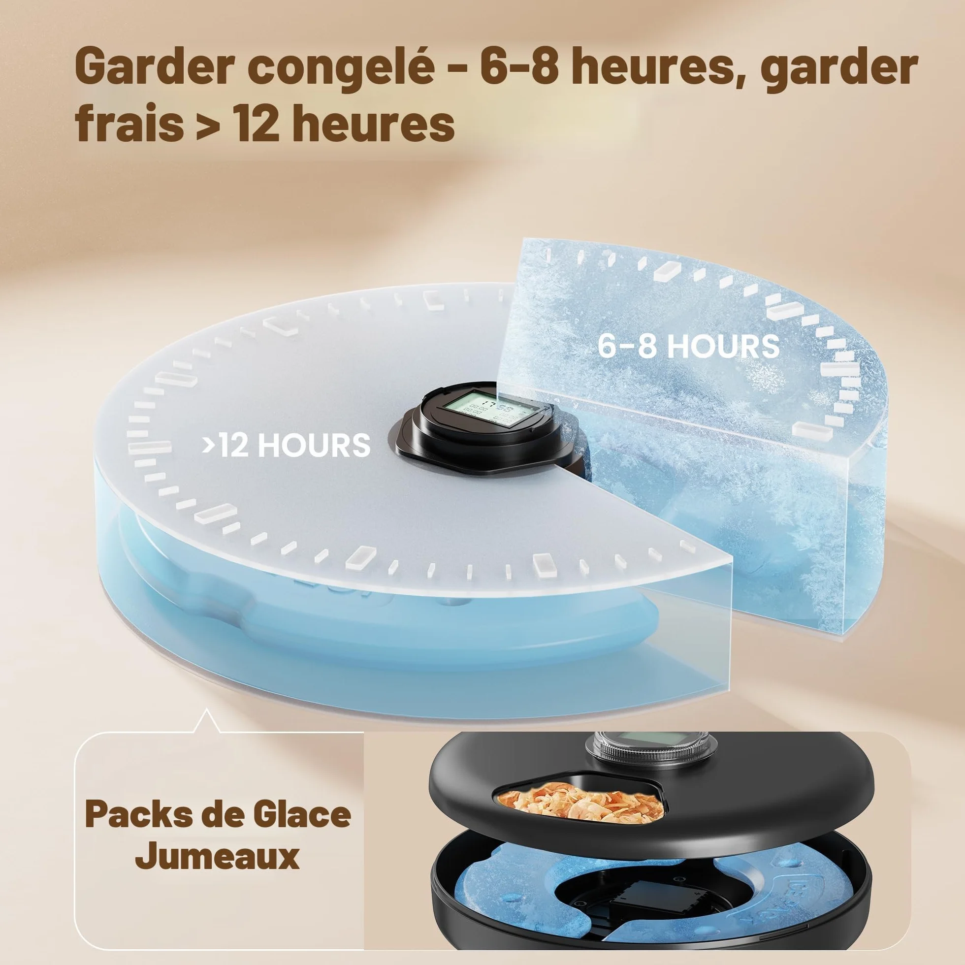 Distributeur Croquettes Chat Automatique Humide - Gamelle Chien sans Fil Programmable - 3 Piles AA - Réfrigération