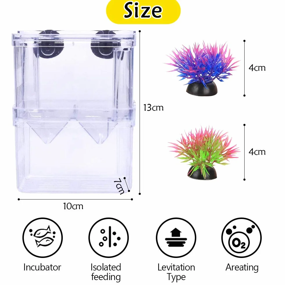 Boîte d'élevage de Poisson d'aquarium, en Acrylique Double Couche pour Isolation de Poisson/éclosion de Poissons/éleveurs de Poissons tropicaux
