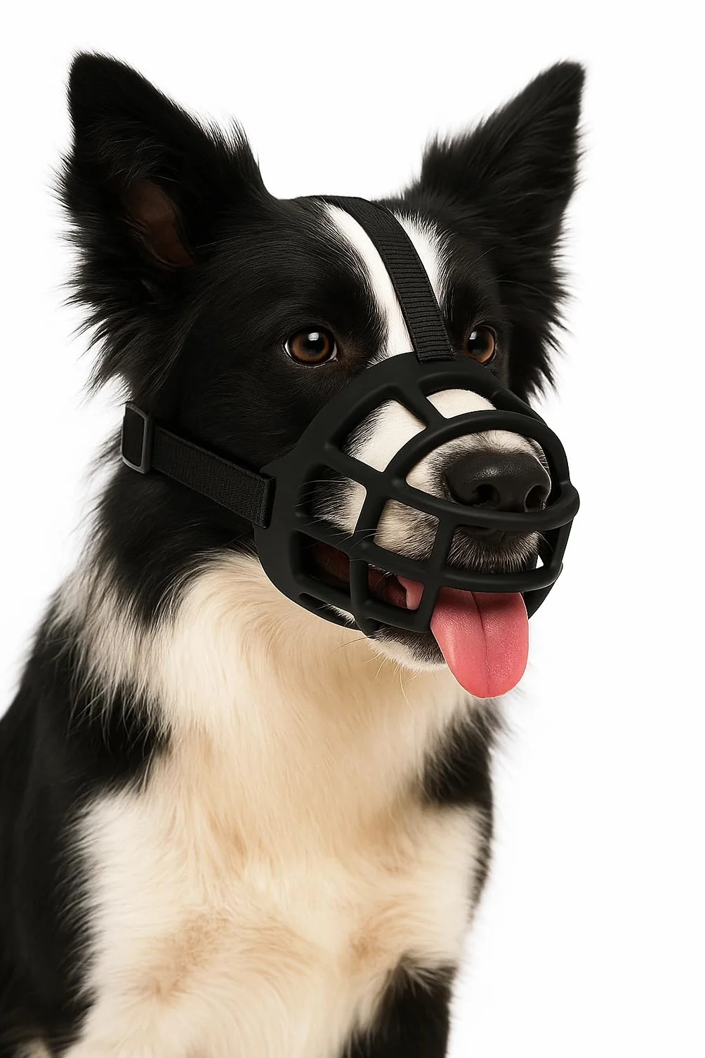 Museliere pour Chiens – Flamingo Muzzle Benzo Noir – Taille L – Silicone Souple – Sangles Réglables – Sécurité et Confort