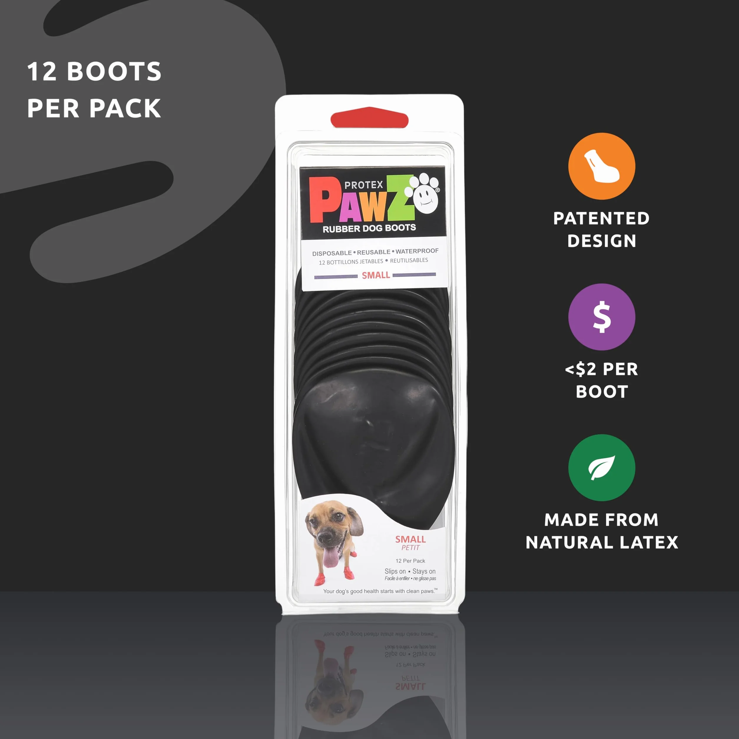 PAWZ Chaussette Noire Protection Coussinets Chien S n°4 Boite 12