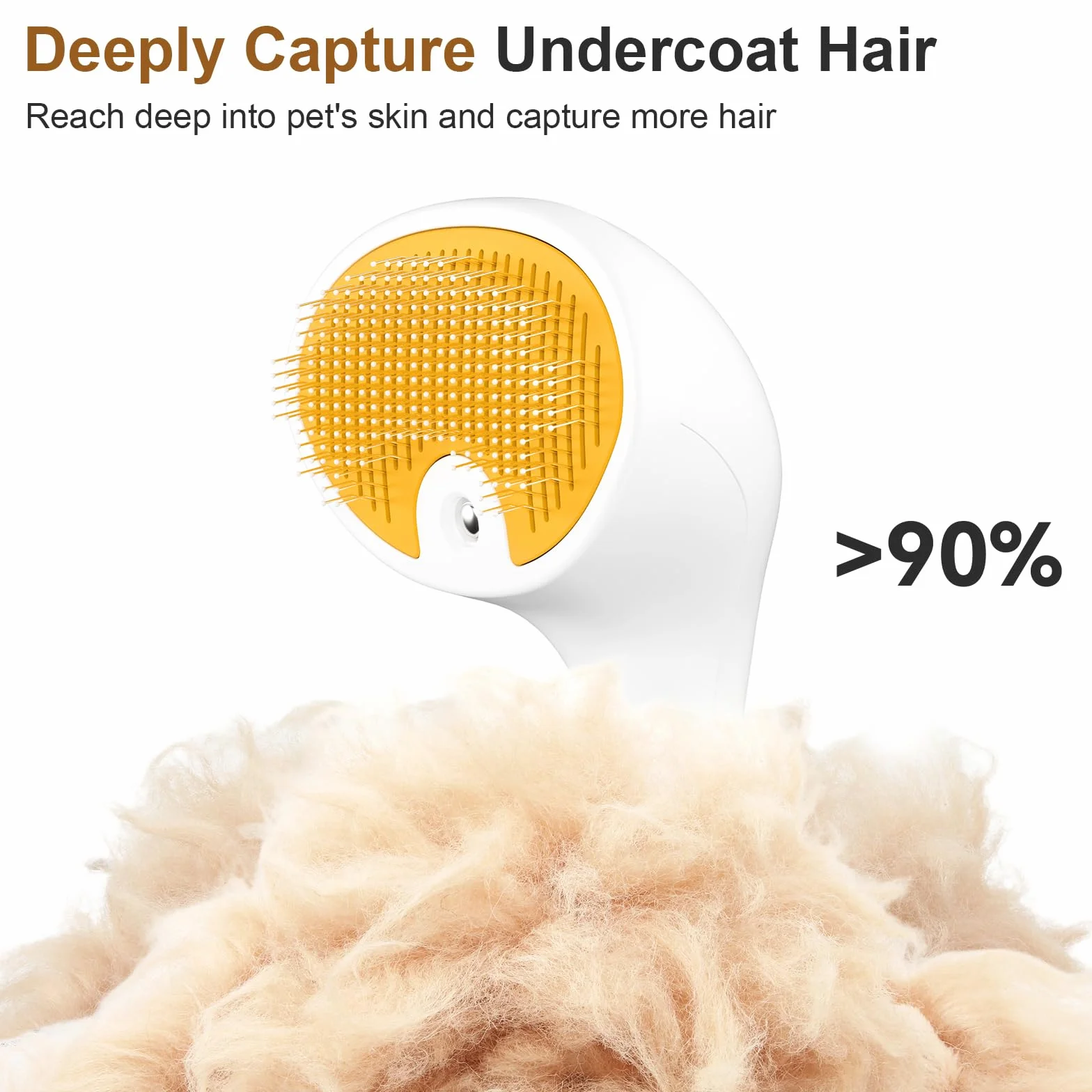 Brosse Vapeur Rechargeable pour Chat et Chien avec Bouton de Déverrouillage, Design Ultra-Silencieux, Poignée Confortable (Jaune)