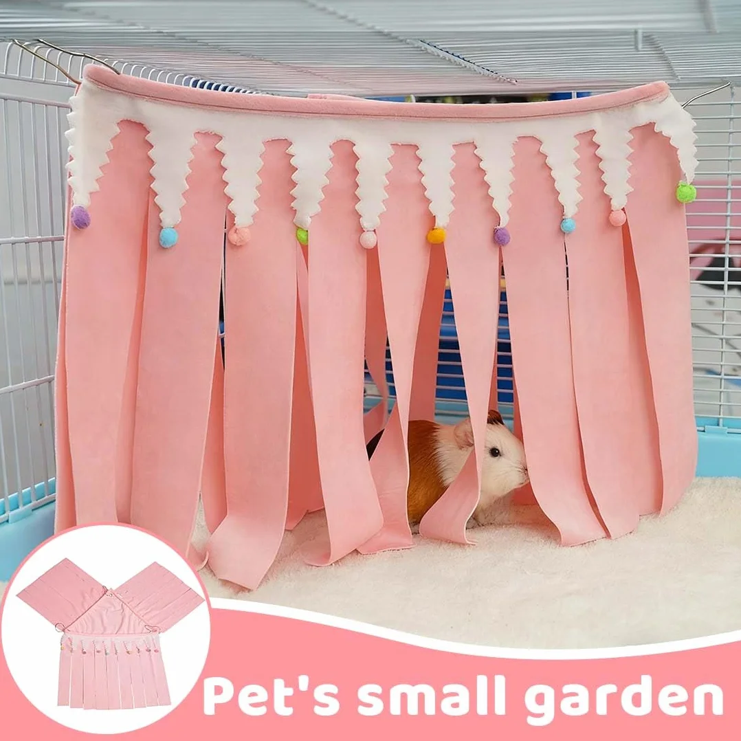 Cabane et Hamac pour Cochon d'Inde,Accessoires pour Petit Animal,Tente de Hamster,Cachette d'angle pour Cage d'animaux Domestiques(Rose)