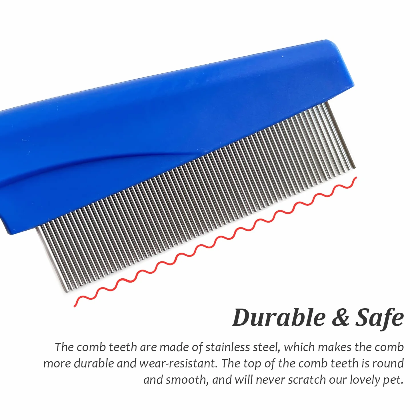 Peigne à Poux pour Chats et Chiens - Outil de Toilettage Anti Puces pour Nettoyer Tangles et Saleté - Bleu