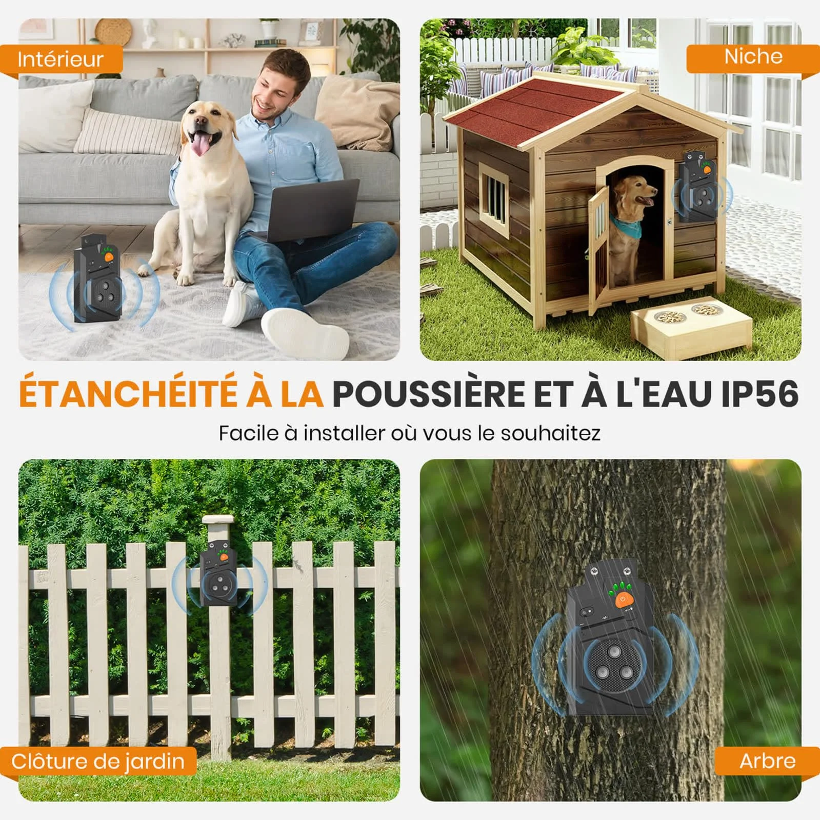 Anti Aboiement Chien Ultrason Puissant IP56 15m USB Rechargeable 3 Modes