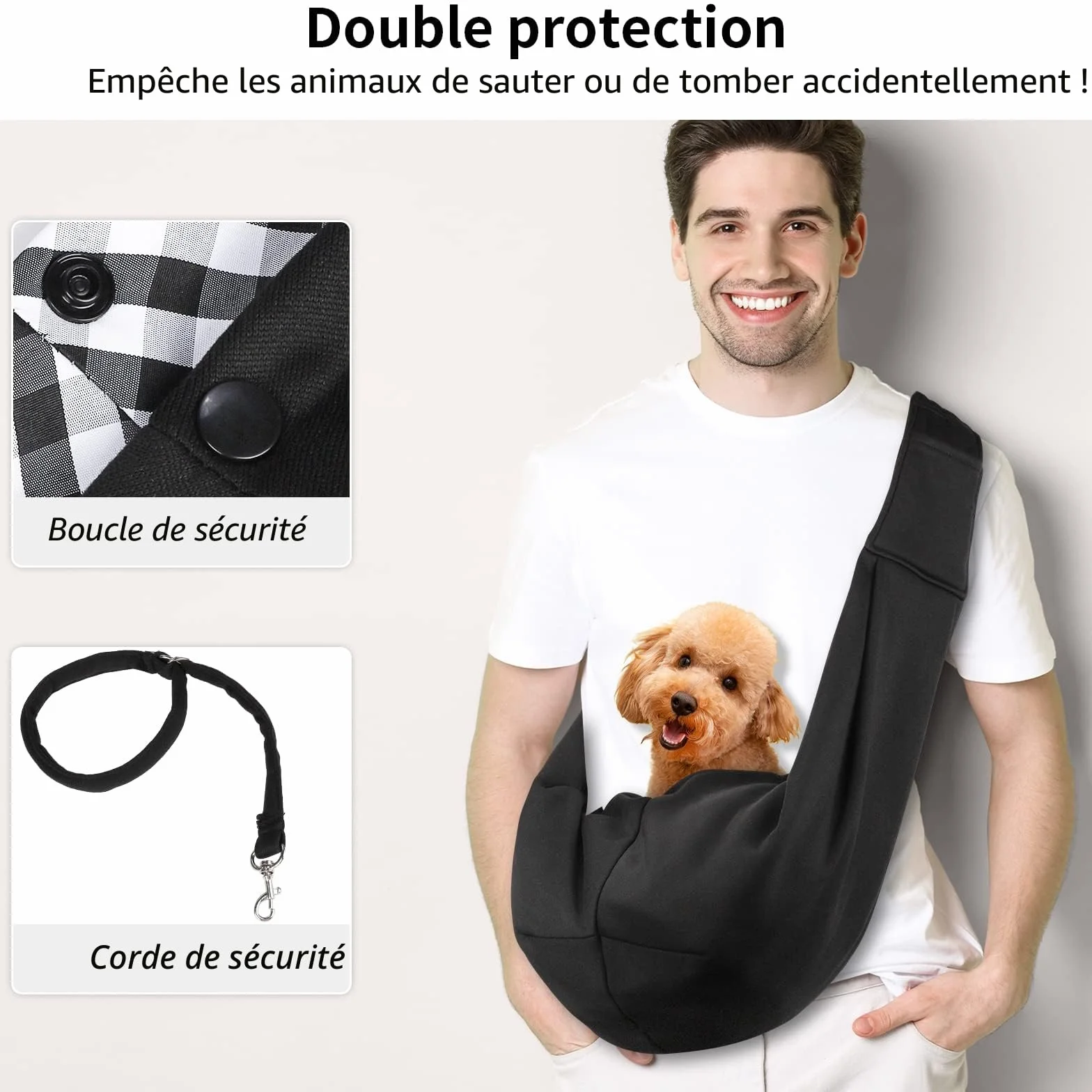 Sac de Transport pour Chien et Chat Bandoulière Réglable Mains Libres jusqu'à 7.5kg