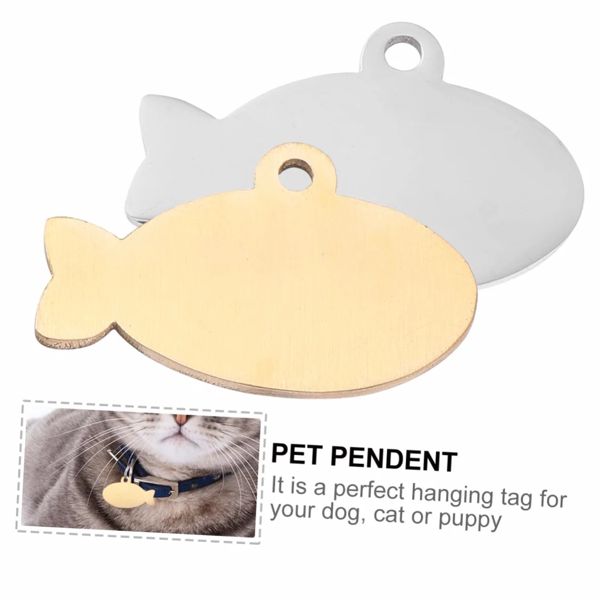 YARNOW Médaille Personnalisée pour Chat et Chien Breloque Forme Poisson Collier Gravure Anneau Sécurité