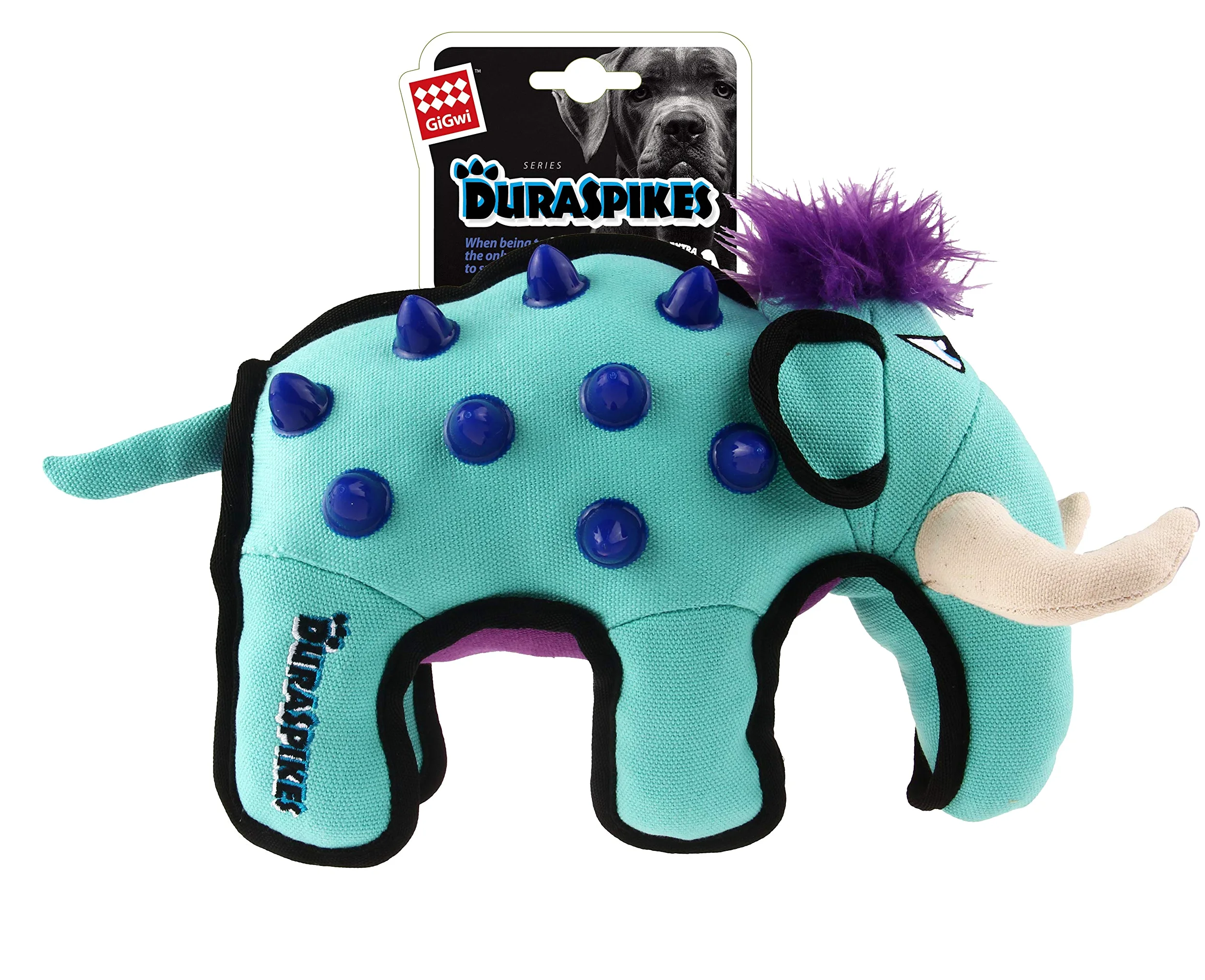 GiGwi Duraspikes Jouet à mâcher interactif pour Chien Bleu Clair Éléphant Jouet à mâcher pour Les mâcheurs durs