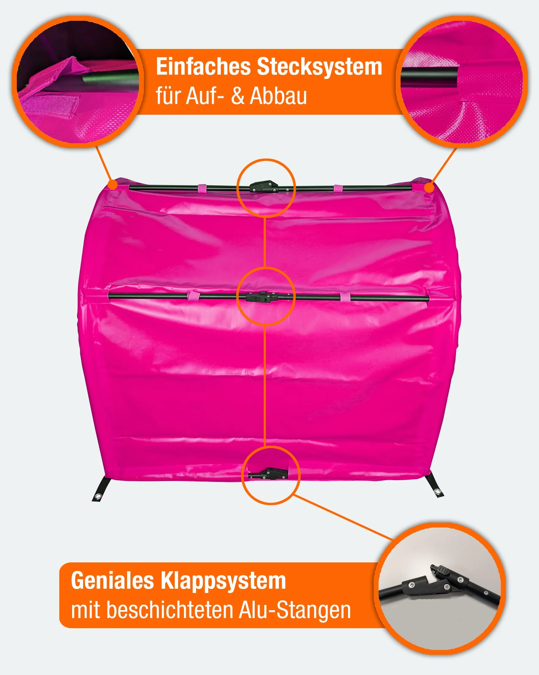 Hoopers Tunnel sans fond 1 m long Ø 80 cm rose pliable VDH résistant intempéries