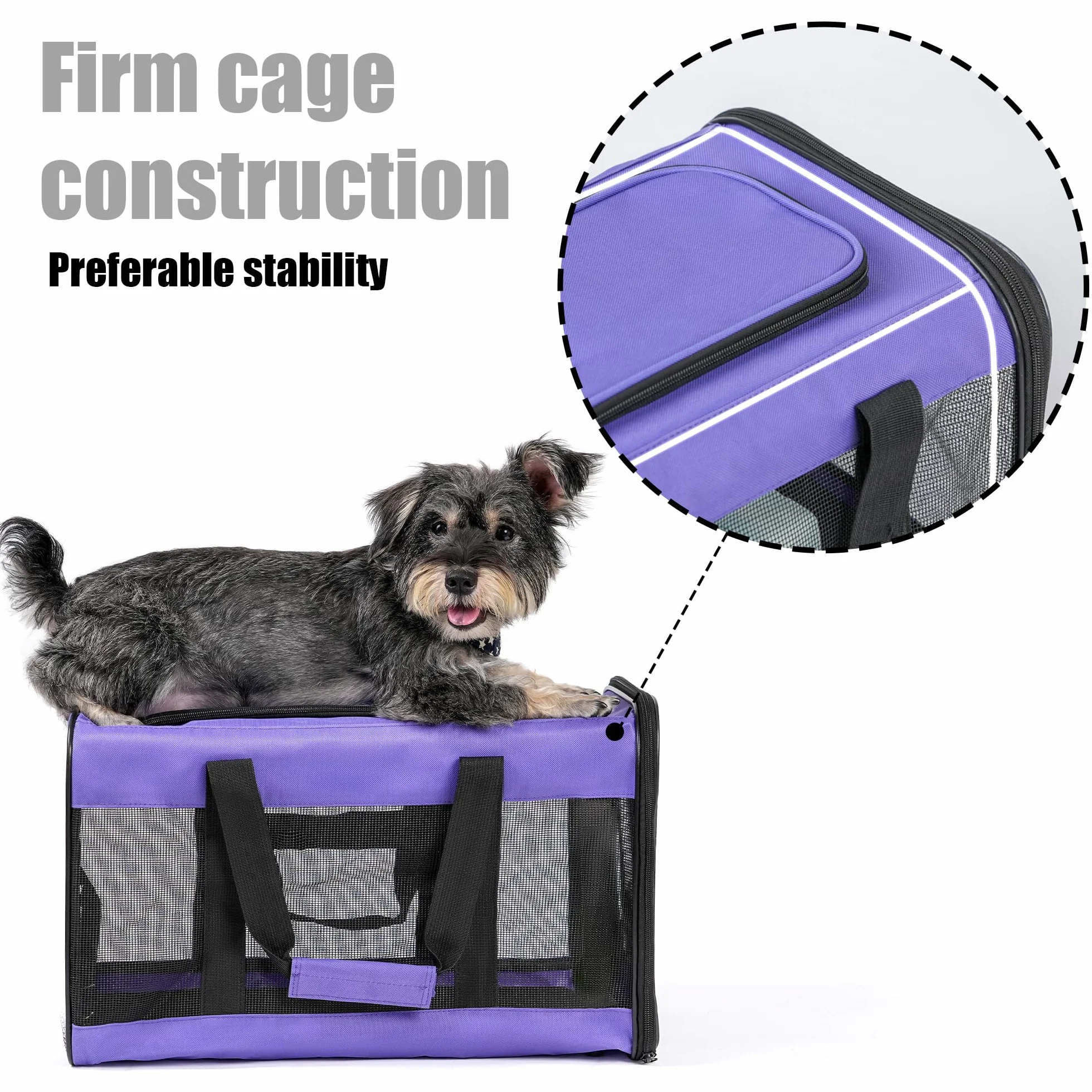 Sac de Transport Chat Chien Pliable Violet M avec Tapis en Laine pour Voyage