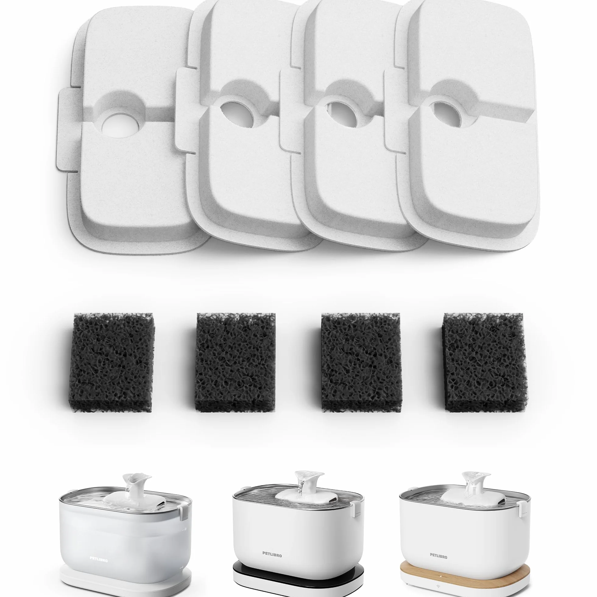 PETLIBRO Filtre Fontaine Eau Chat, Pack de 4 Filtres de Remplacement pour Dockstream PLWF005, PLWF115, PLWF105