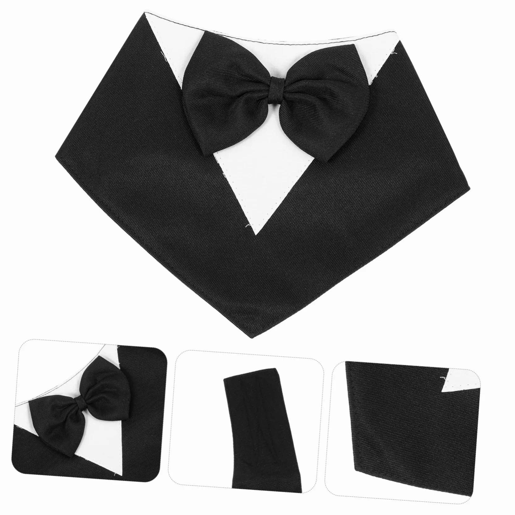 BESPORTBLE 5pièces Collier Bandana pour Chien avec Nœud Costume Élégant pour Fête Anniversaire Mariage Et Événements Spéciaux Noir