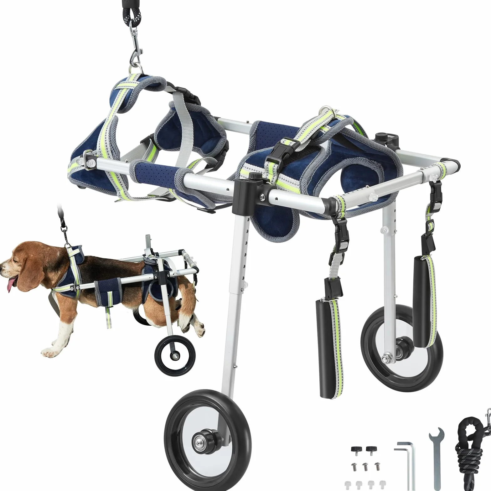 VEVOR Fauteuil Roulant pour Chien 2 Roues pour Pattes arrières, Fauteuil Roulant pour Animaux de Compagnie léger et réglable