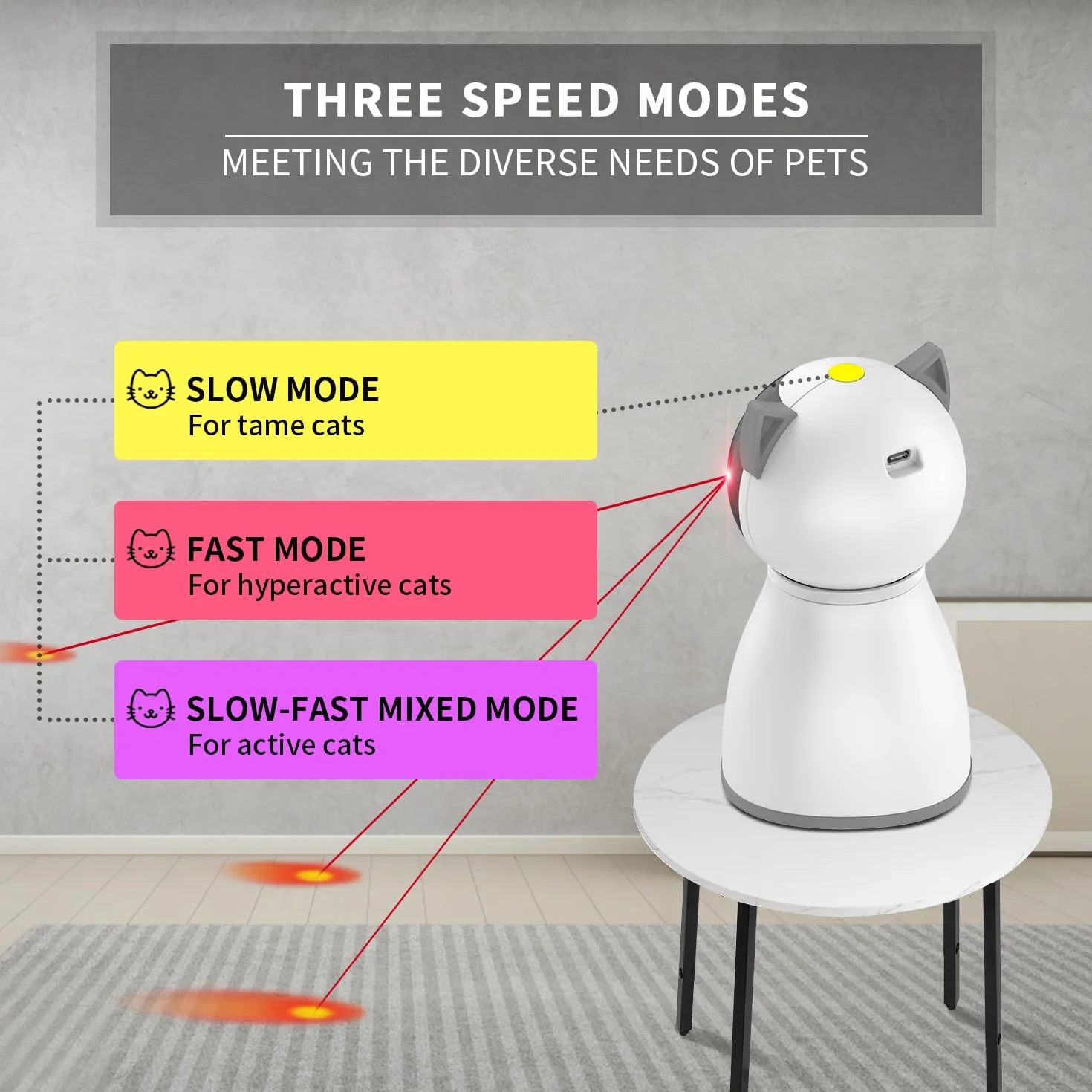 Petiepaw Jouet pour Chat Laser Automatique Rechargeable avec Trajectoire Aléatoire, Interactif pour Intérieur
