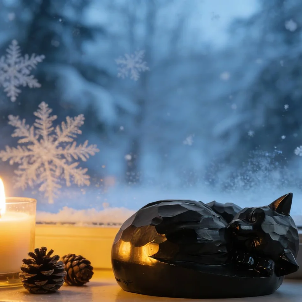 Urne funéraire commémorative pour chat Noir