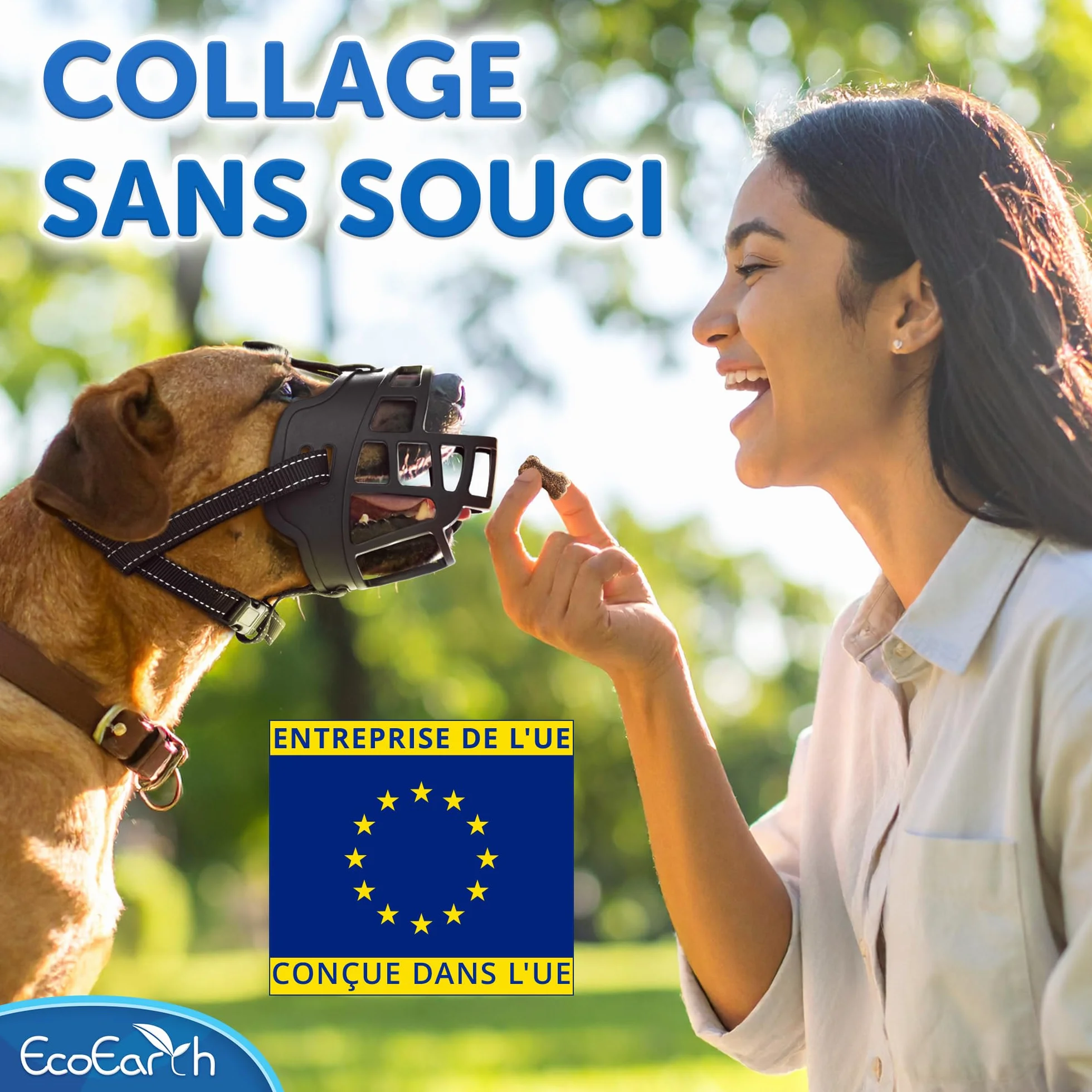 EcoEarth Muselière pour Chien - Muselière Panier Durable pour Chiens de Grande Taille - Grande, Noire - Protège-Dents réglable et Respirant pour empêcher Les morsures et Les aboiements