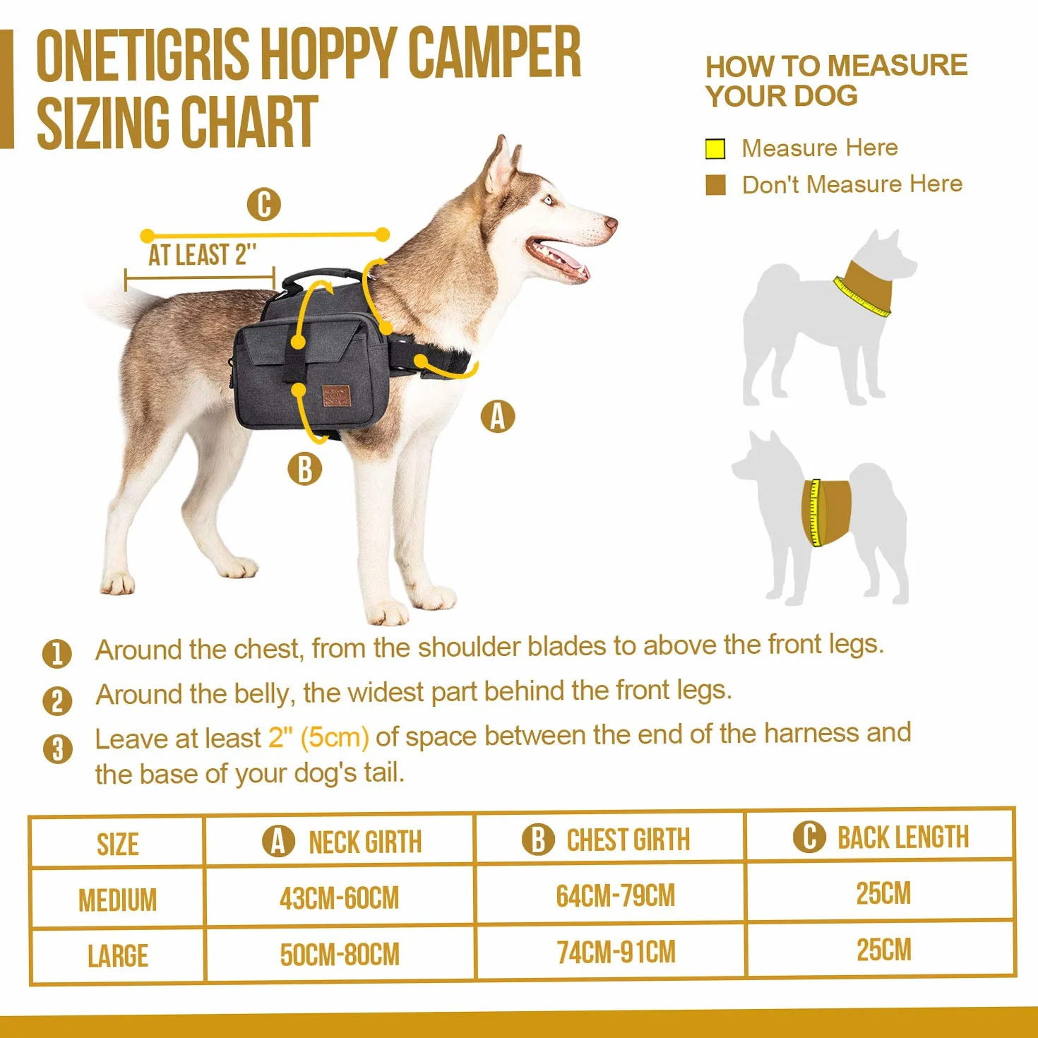 OneTigris Hoppy Camper 2,0 Sac à Dos pour Chien Camping Randonnée Taille M/L