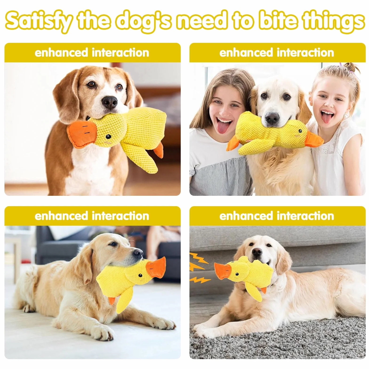 Jouet Canard Anti-Stress pour Chien, Sonore en Peluche, Calmant et Interactif