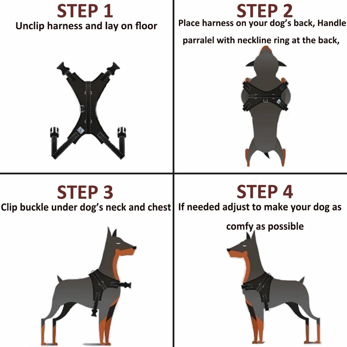 Harnais pour Chien sans Traction, Confort Réglable et Respirable, Laisse Incluse, pour Petit à Grand Chiens, Noir