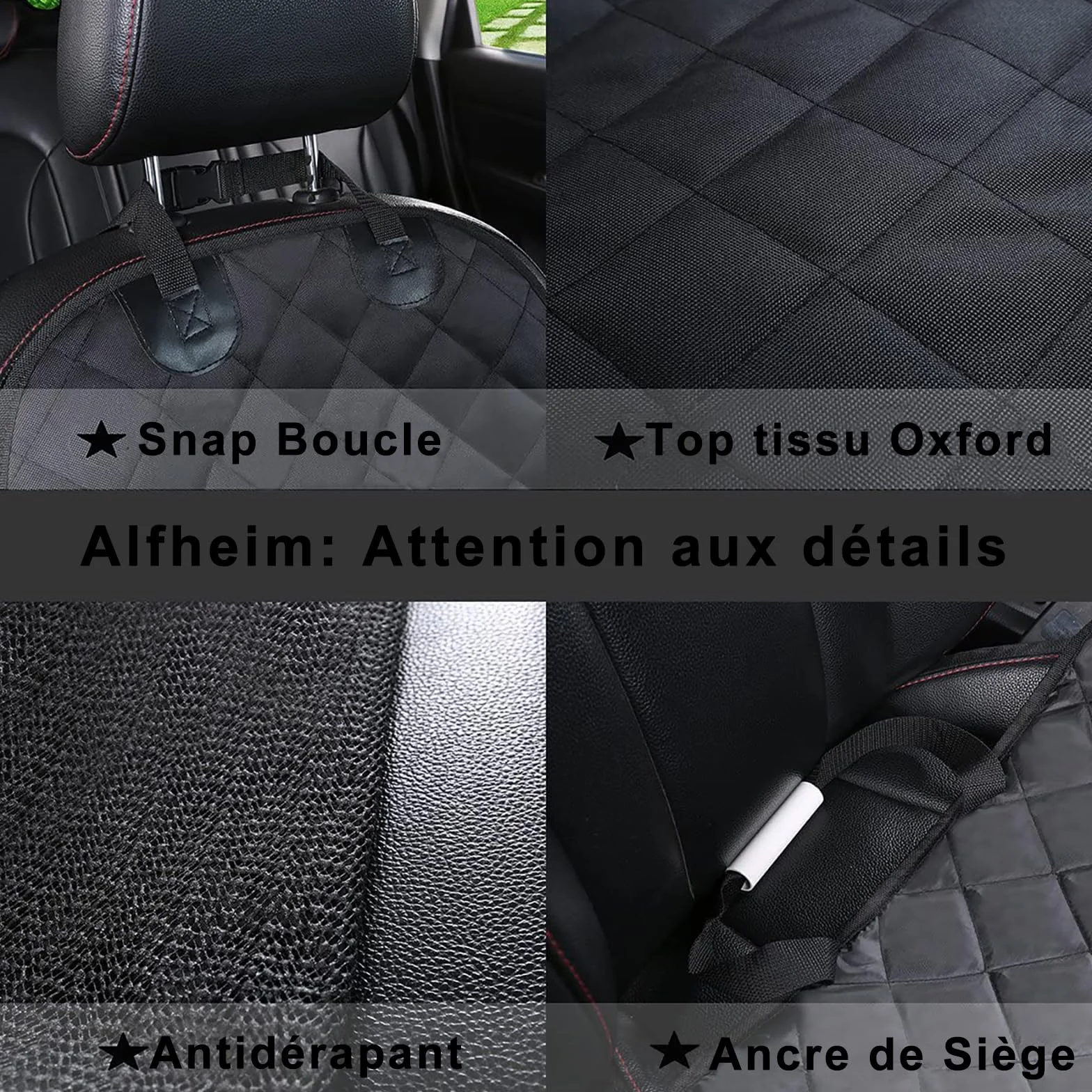 Alfheim Coussin Siège voiture anti usure pour Animaux De Compagnie/Chien, Ancrage Fixe De Caoutchouc Fond Anti-Dérapant Et ceinture De Sécurité, réglable (avant Et séparé Unique Utilisation)