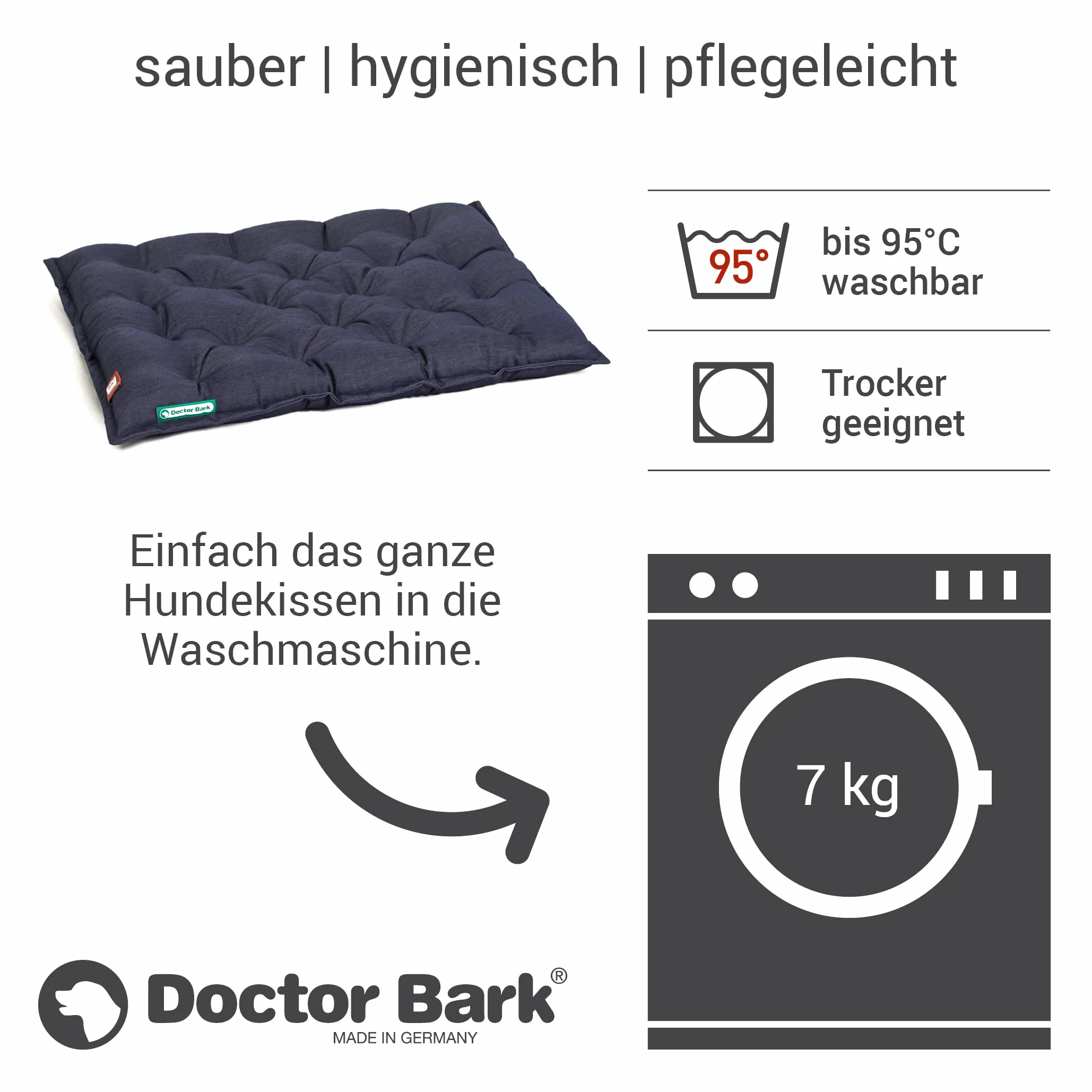 Doctor Bark Coussin pour Chien Urban Lit Orthopédique pour Chiens de Grande Taille 90x70 cm Bleu Royal
