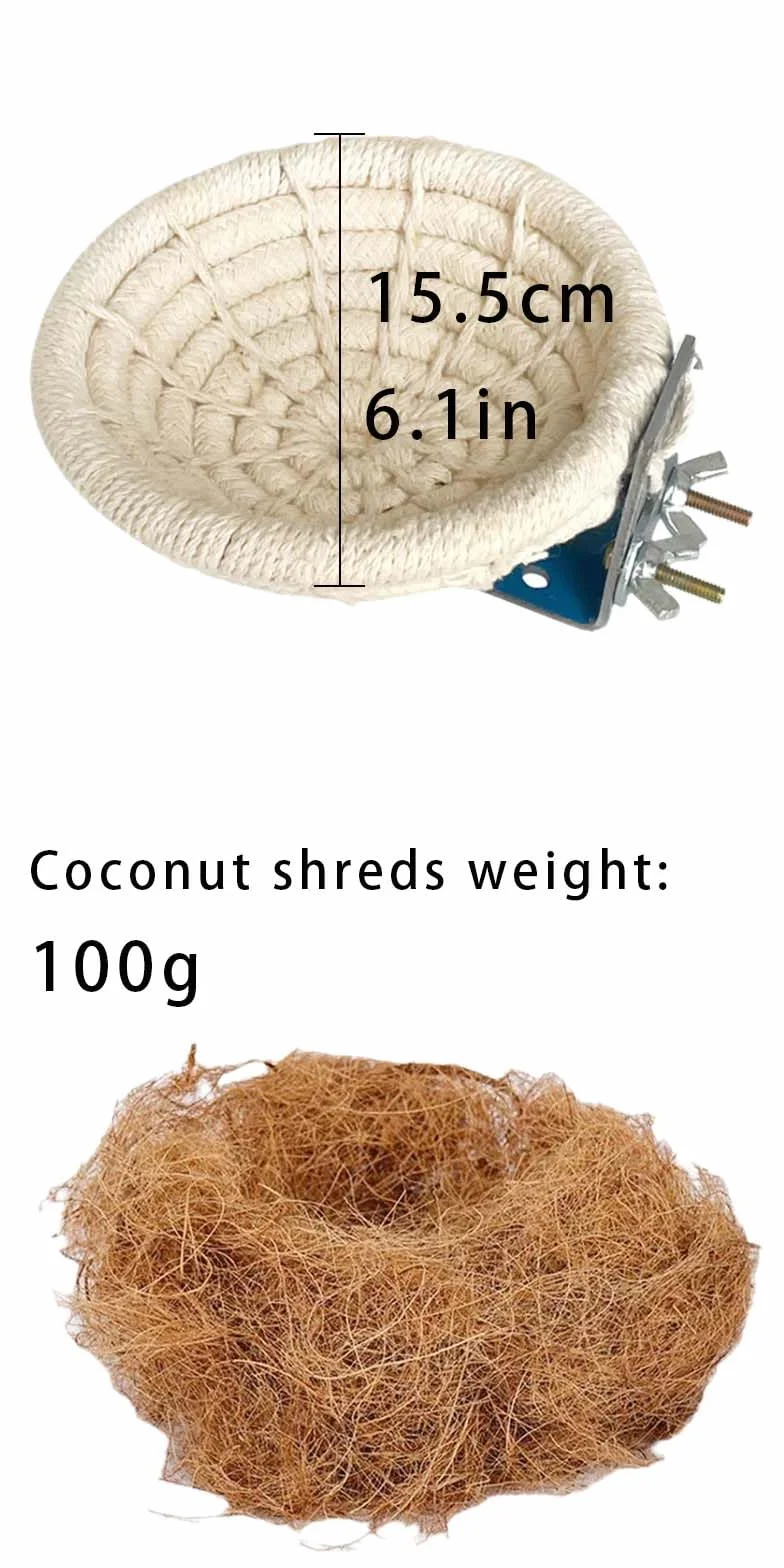 Nid de Cage à Oiseaux en Corde de Coton, Nid de Perroquet en Paille Respirante, Nid de Reproduction