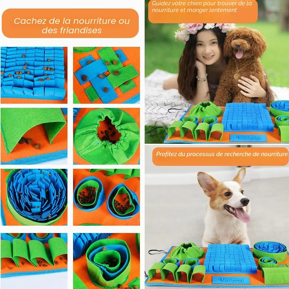 Tapis à renifler pour chiens jeu d'alimentation interactif stimulation mentale