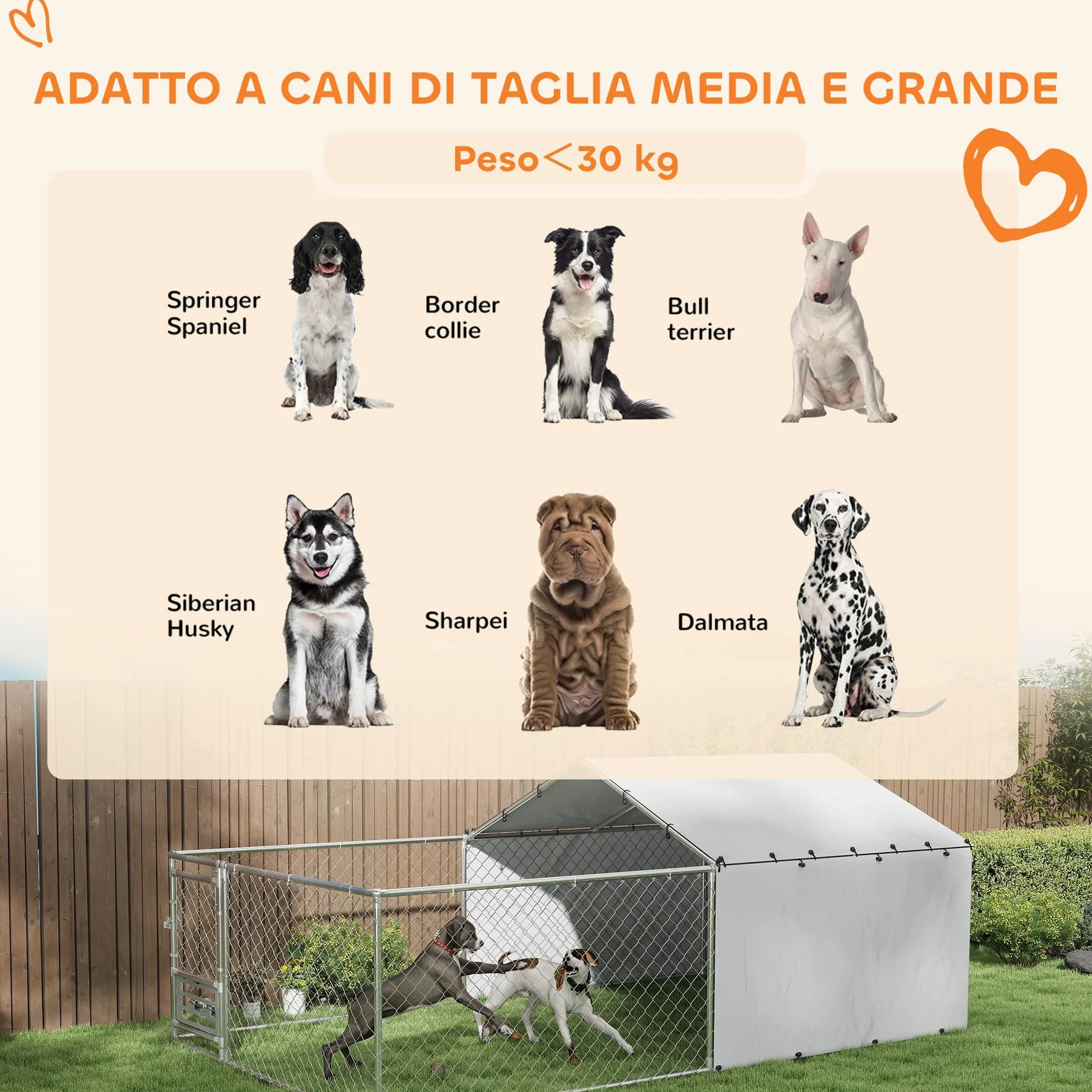 PawHut chenil clôture pour chiens extérieur avec toit anti-UV imperméable bols rotatifs boîte rangement porte verrouillage acier 400 cm