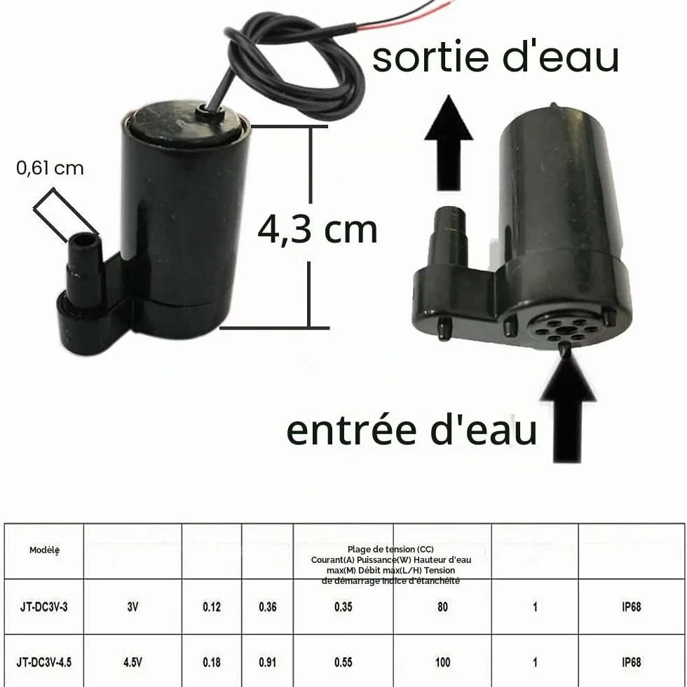 RUNCCI-YUN Pompe Submersible Mini DC 3V 5V Micro Pompe à Eau Brushless avec 3M Tuyau Transparent