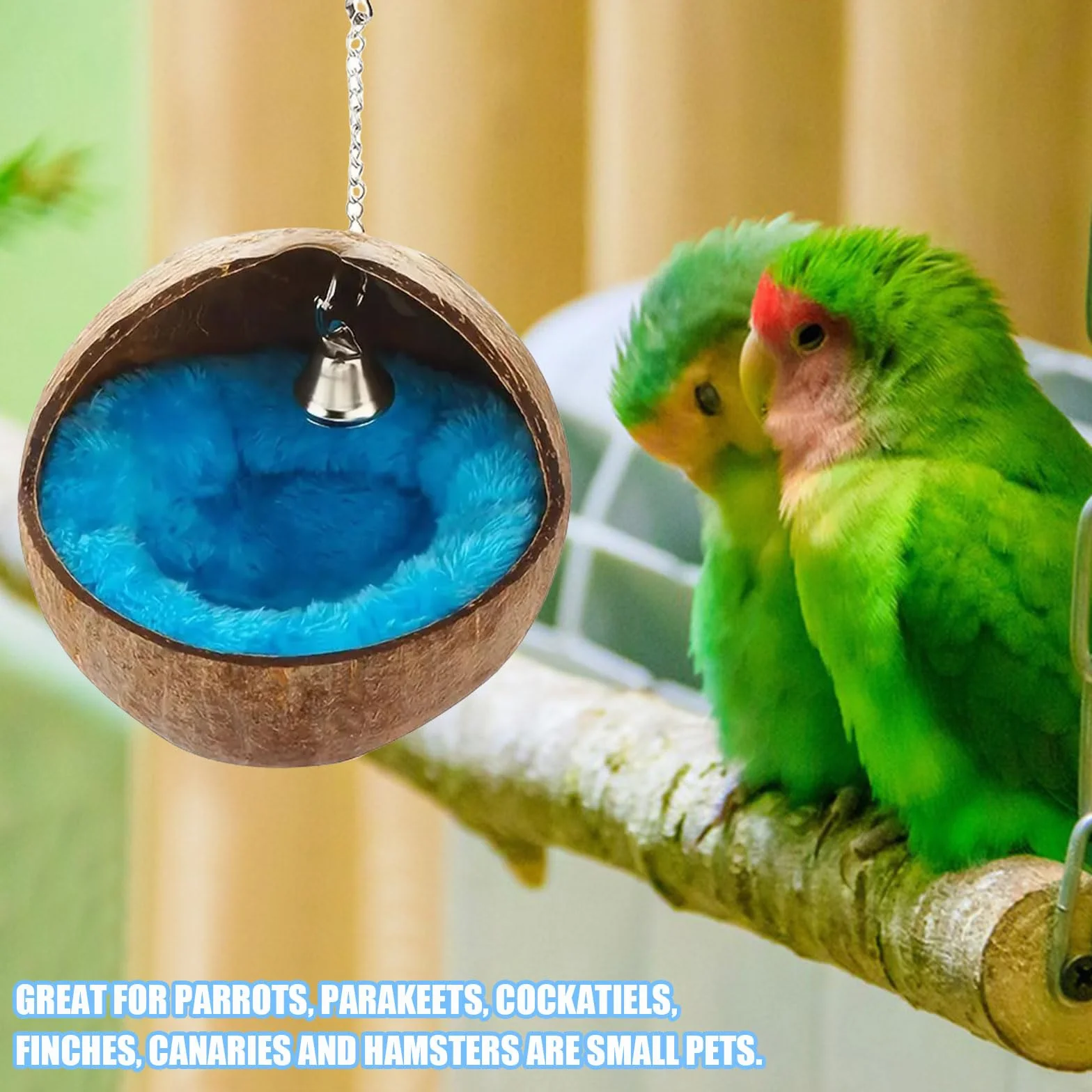 Nid d'oiseau en coquille de noix de coco naturelle pour perroquet, nichoir suspendu 1 pièce