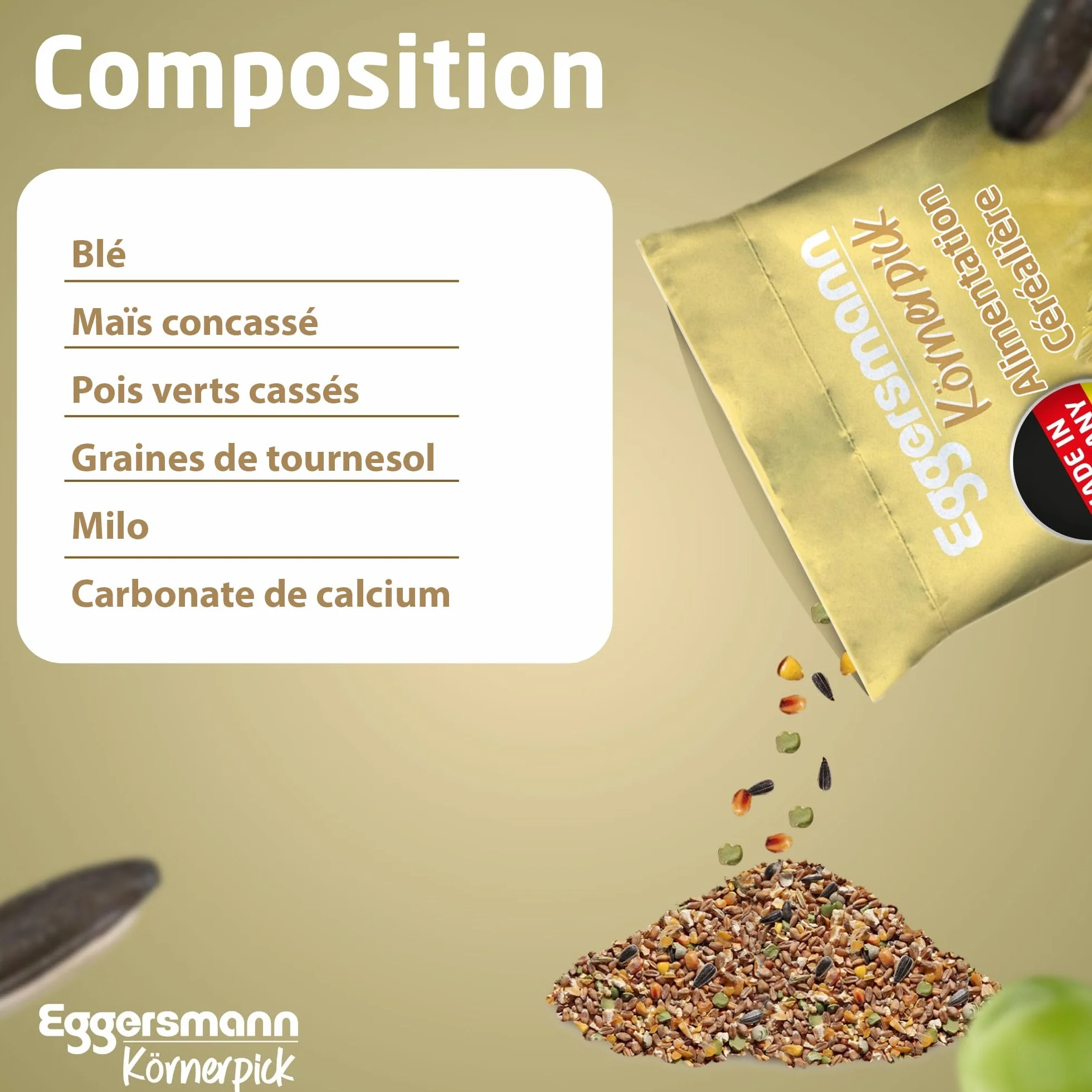 Eggersmann Körnerpick 25kg Premium Nourriture Poule - Aliments pour volailles - Graines Poule