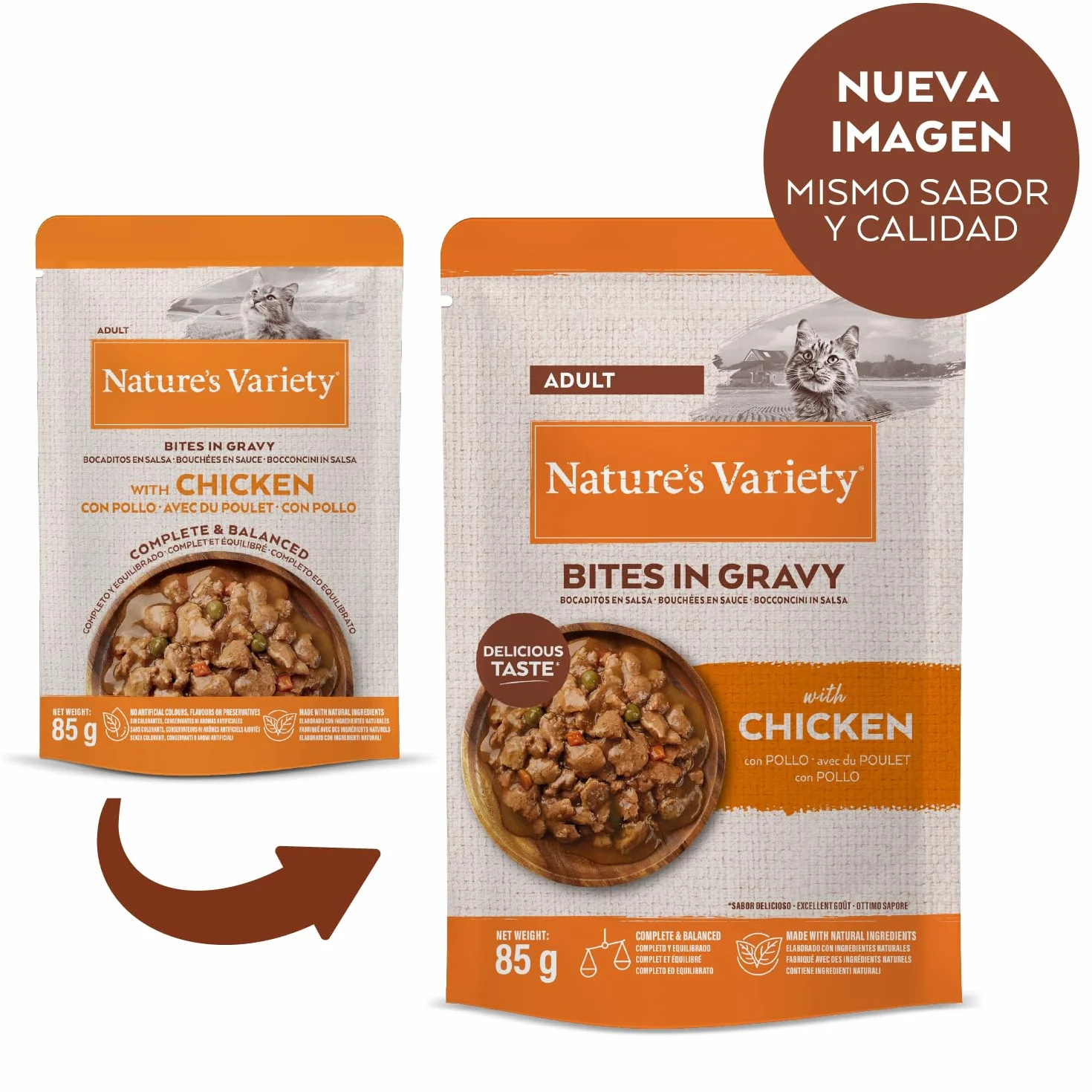 Nature's Variety - Bouchées en Sauce - Nourriture Humide per Chats avec du Poulet: 22 Pouches de 85g